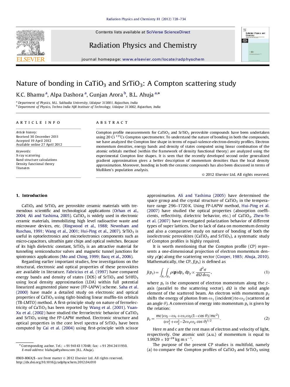 Nature of bonding in CaTiO3 and SrTiO3: A Compton scattering study