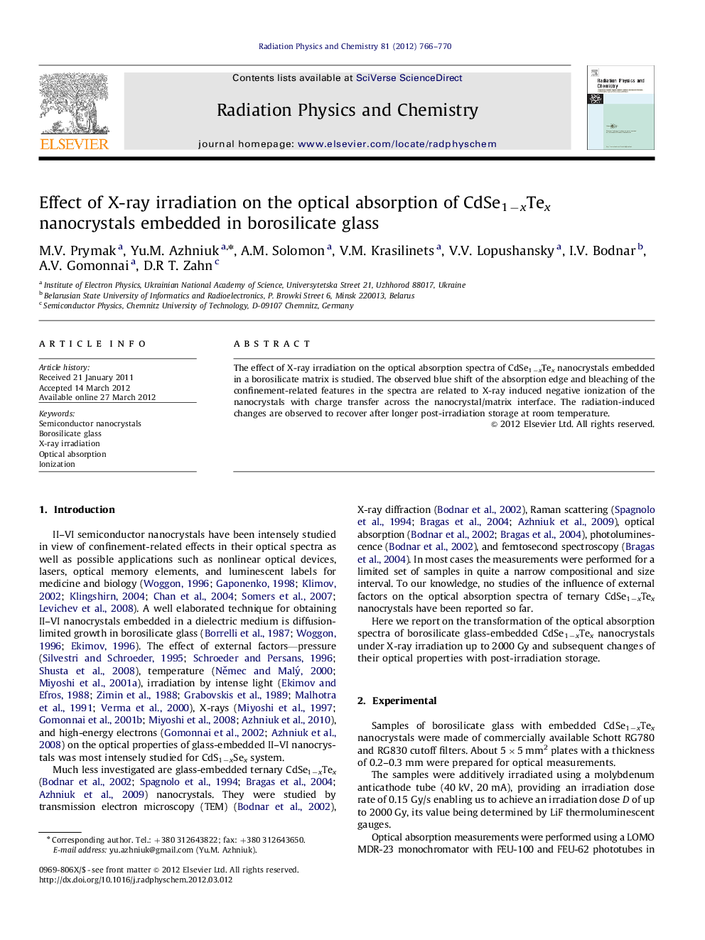 Effect of X-ray irradiation on the optical absorption of Ð¡dSe1âxTex nanocrystals embedded in borosilicate glass