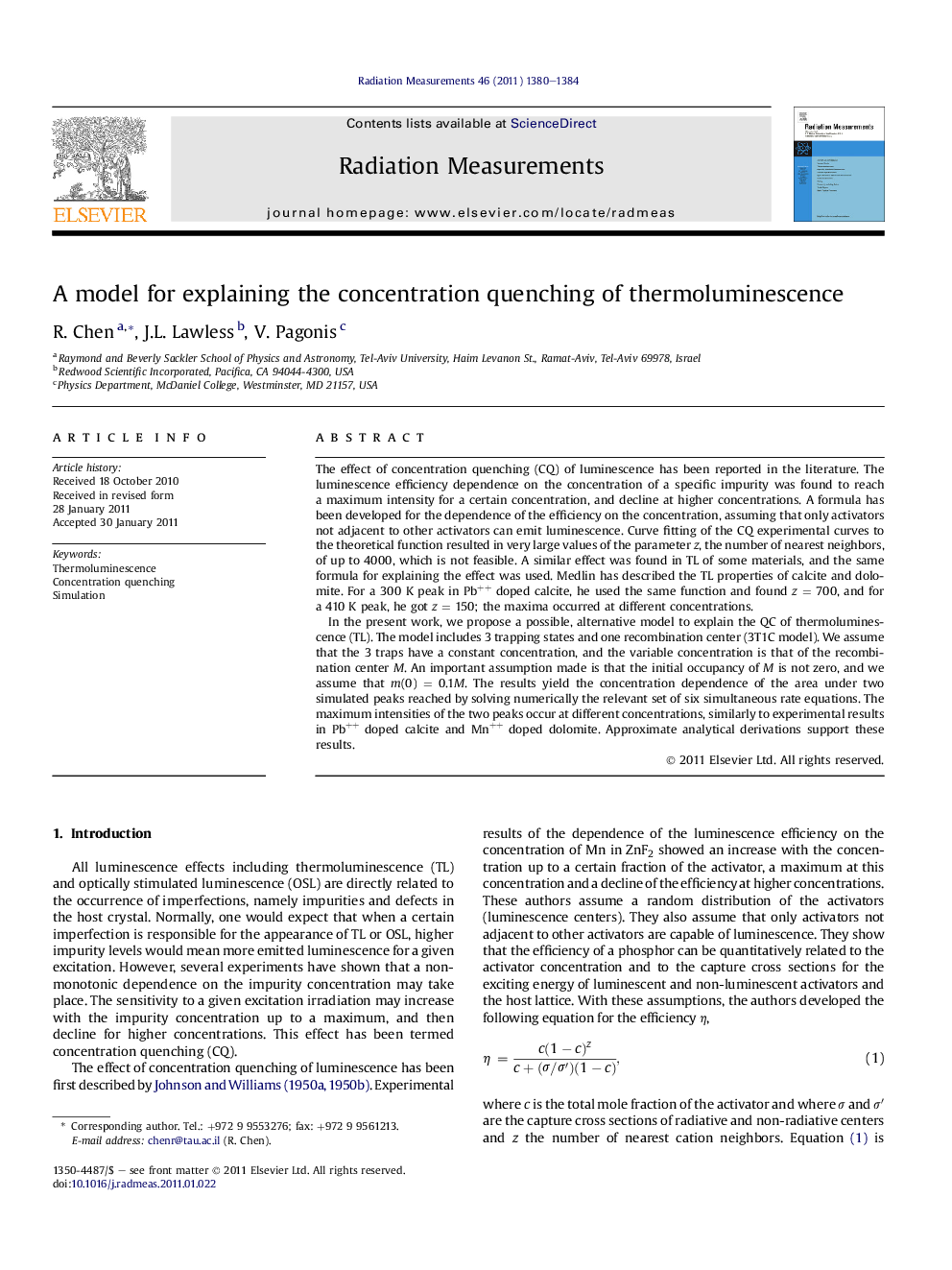 A model for explaining the concentration quenching of thermoluminescence