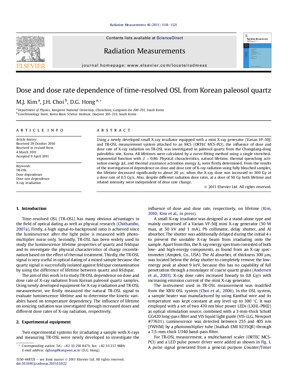 Dose and dose rate dependence of time-resolved OSL from Korean paleosol quartz