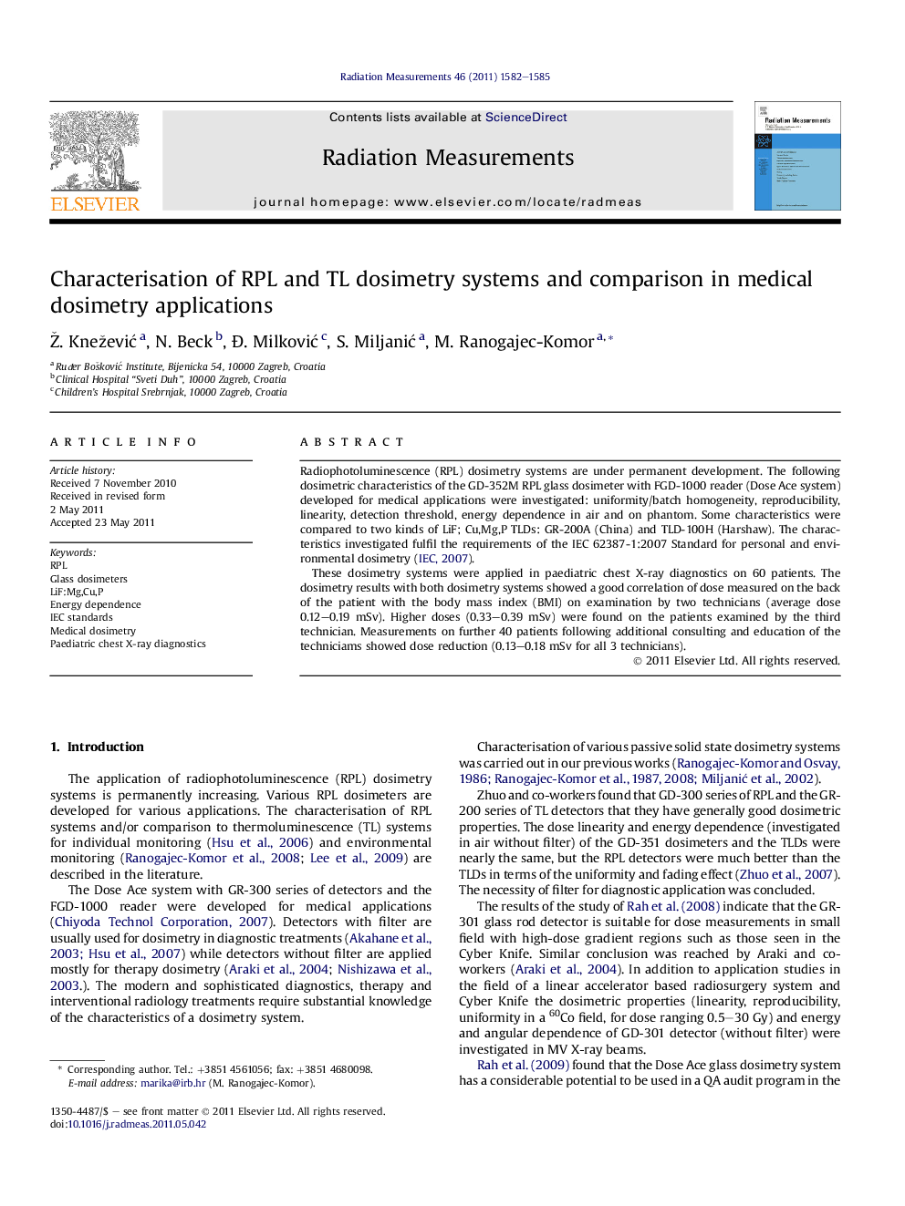 Characterisation of RPL and TL dosimetry systems and comparison in medical dosimetry applications