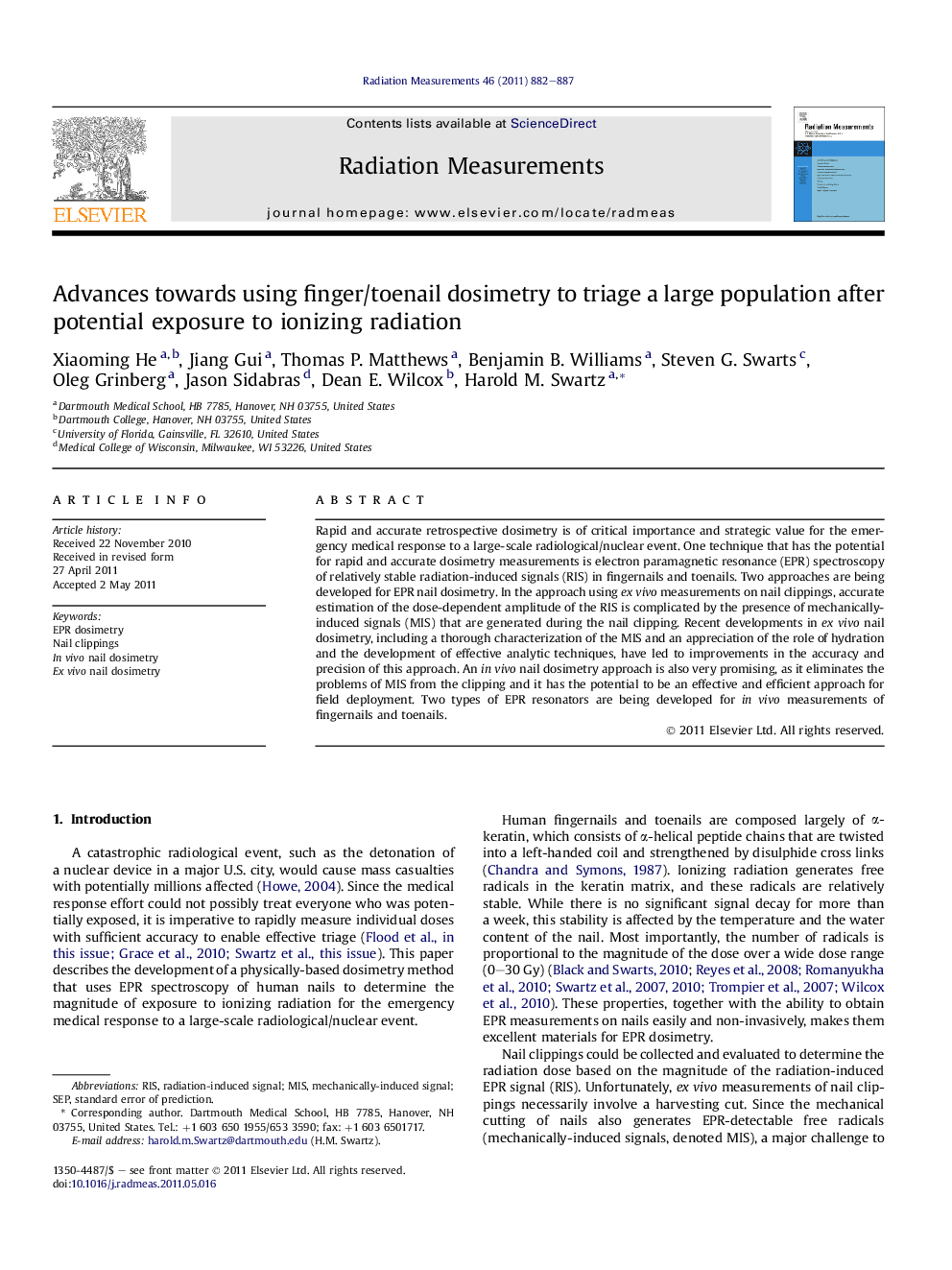 Advances towards using finger/toenail dosimetry to triage a large population after potential exposure to ionizing radiation