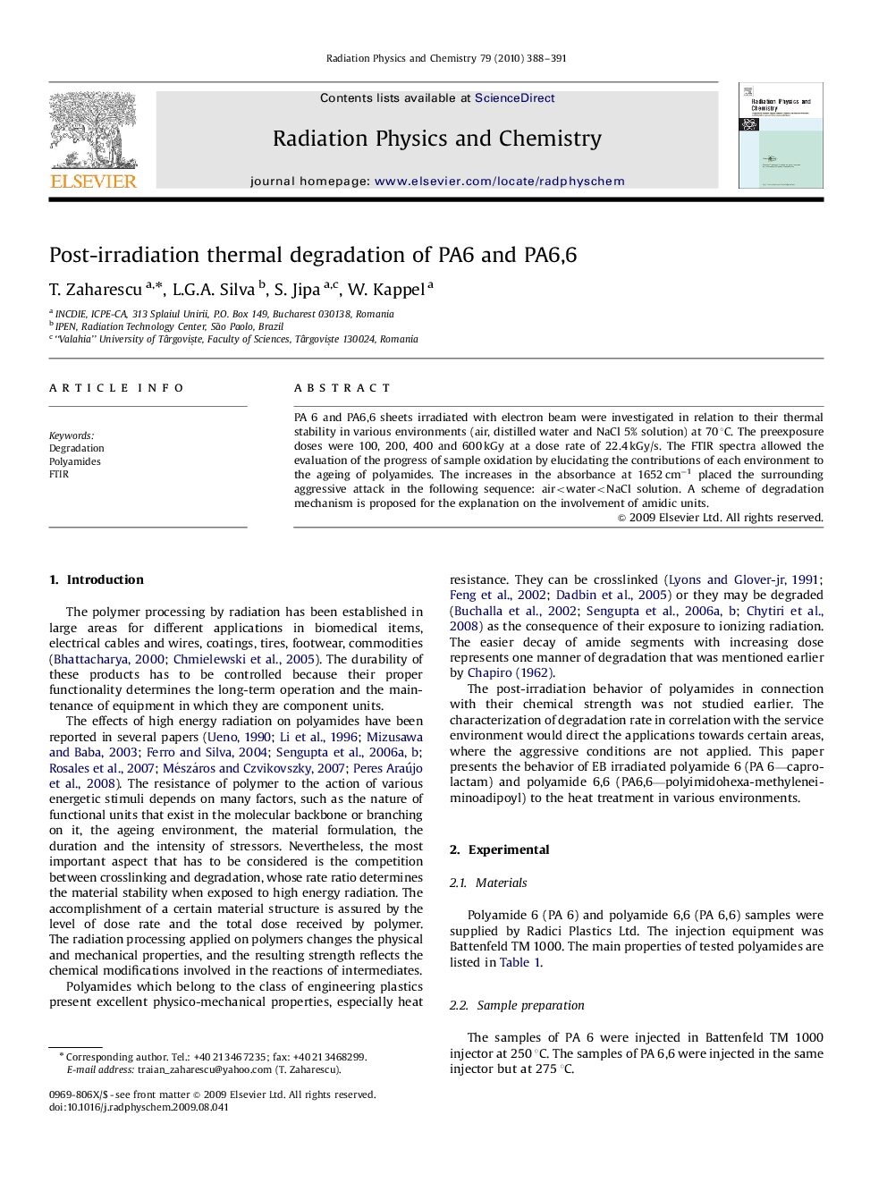 Post-irradiation thermal degradation of PA6 and PA6,6