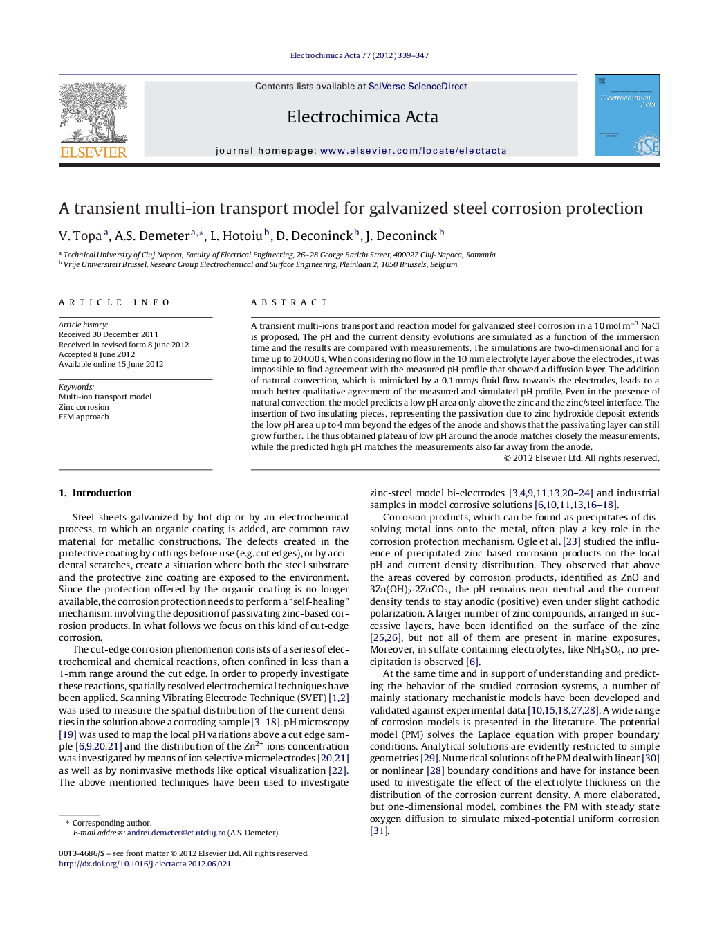 A transient multi-ion transport model for galvanized steel corrosion protection