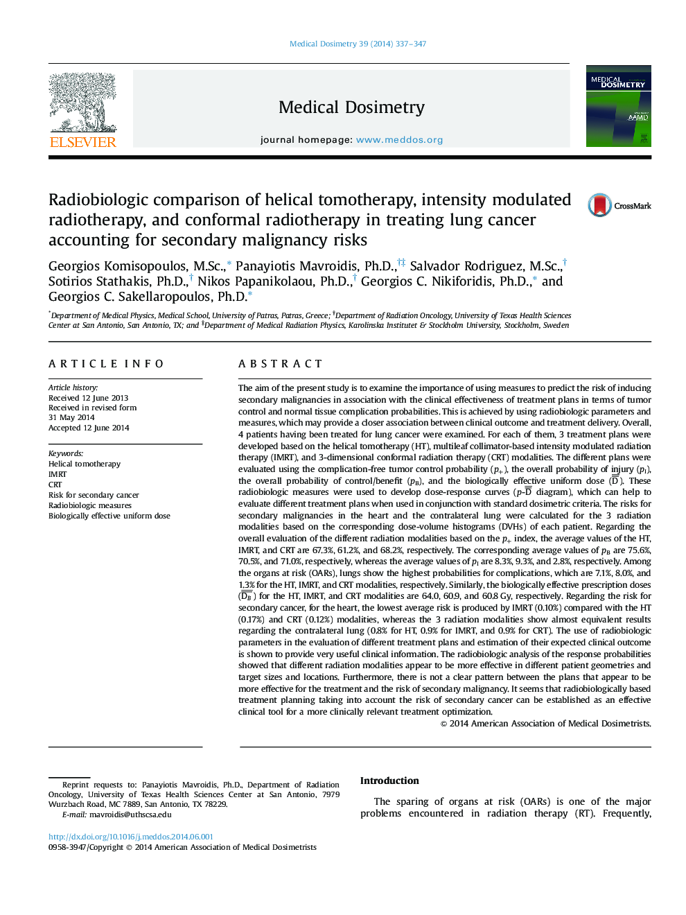 Radiobiologic comparison of helical tomotherapy, intensity modulated radiotherapy, and conformal radiotherapy in treating lung cancer accounting for secondary malignancy risks