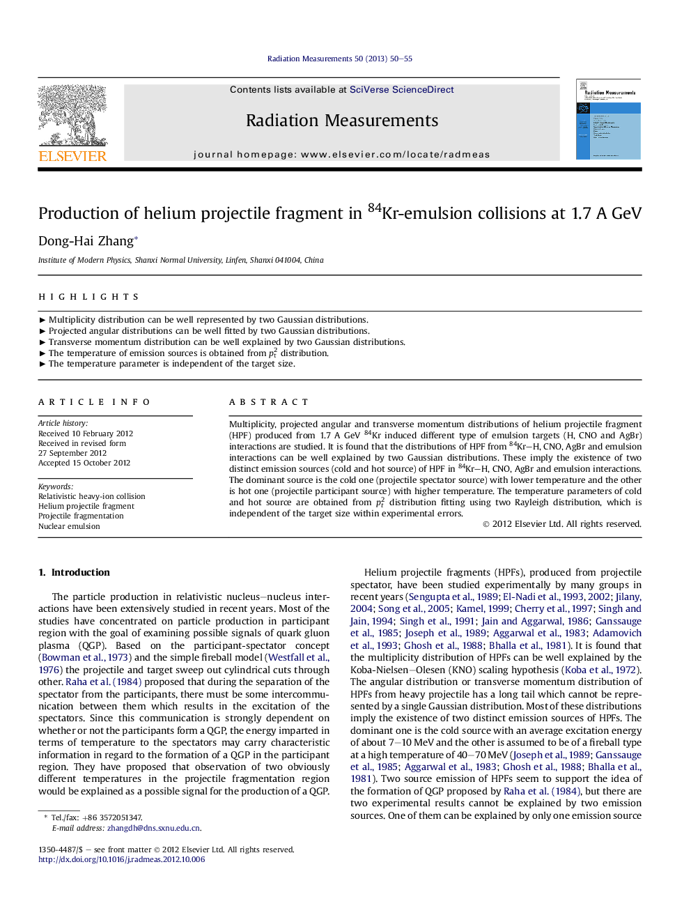 Production of helium projectile fragment in 84Kr-emulsion collisions at 1.7 A GeV