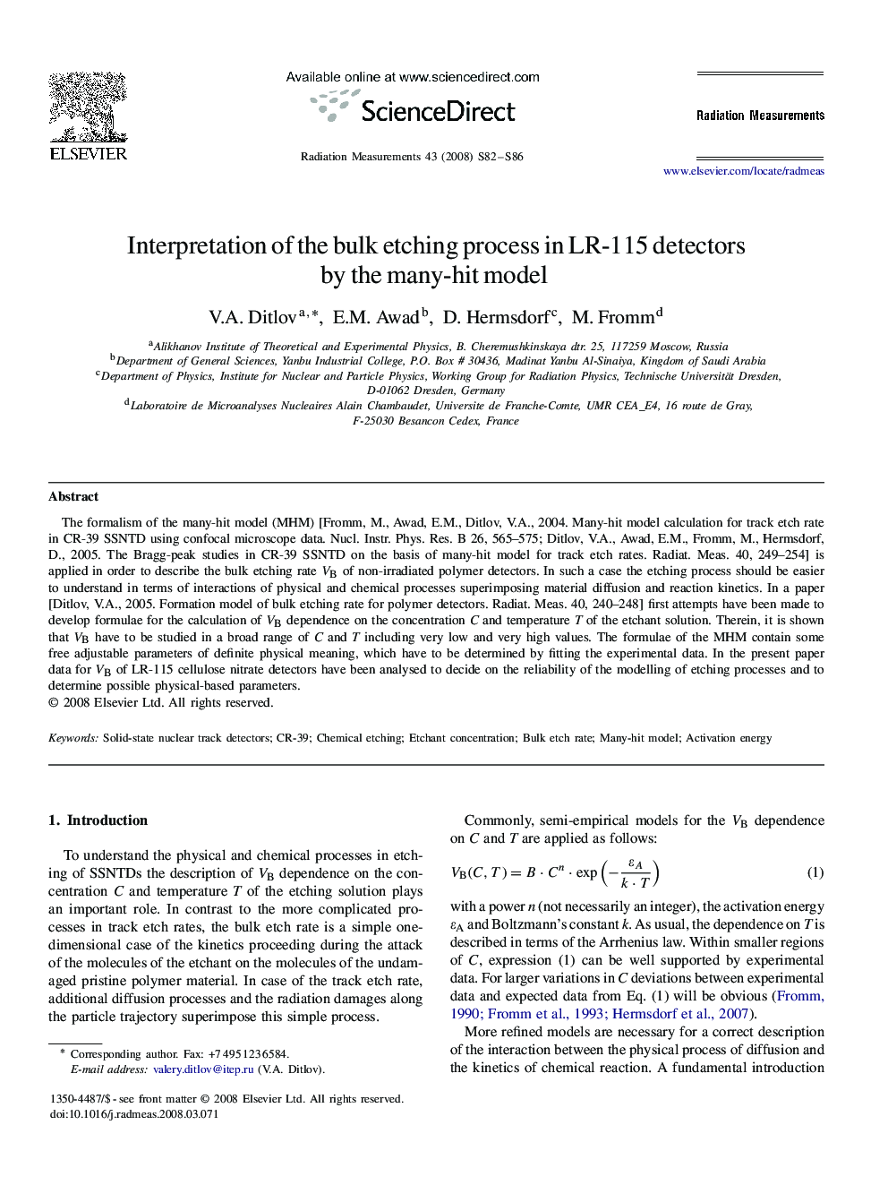 Interpretation of the bulk etching process in LR-115 detectors by the many-hit model