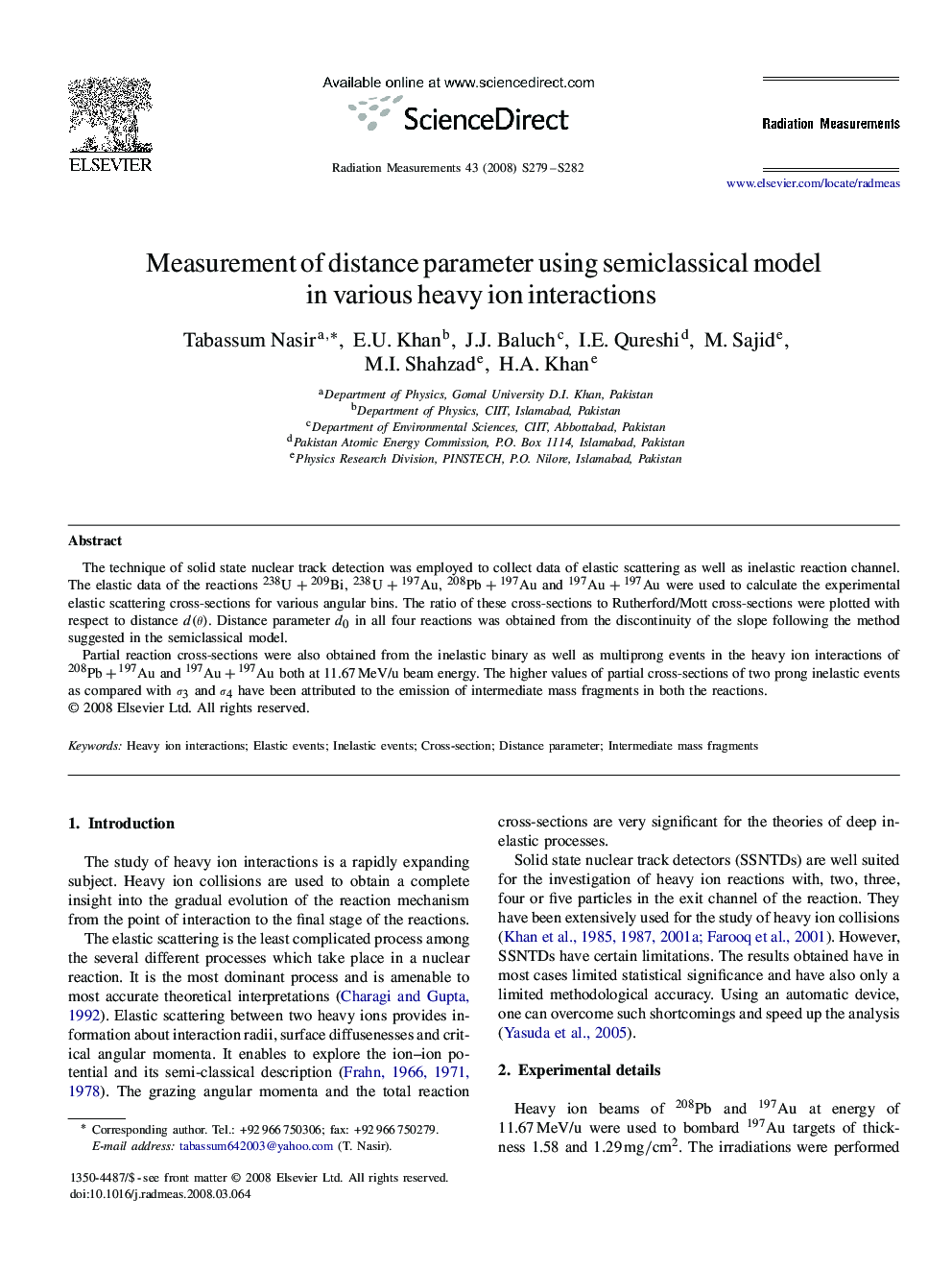 Measurement of distance parameter using semiclassical model in various heavy ion interactions
