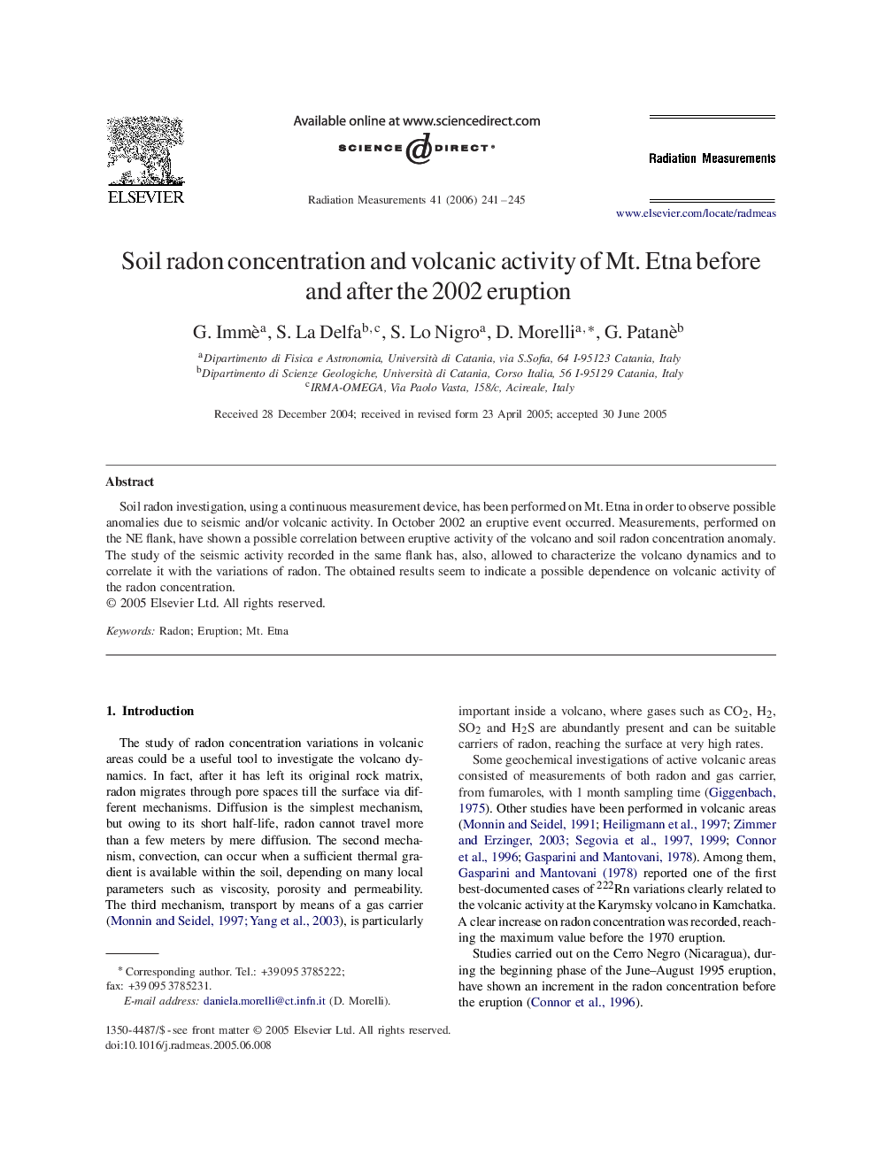 Soil radon concentration and volcanic activity of Mt. Etna before and after the 2002 eruption