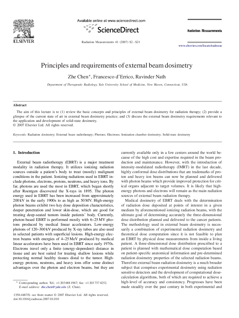 Principles and requirements of external beam dosimetry