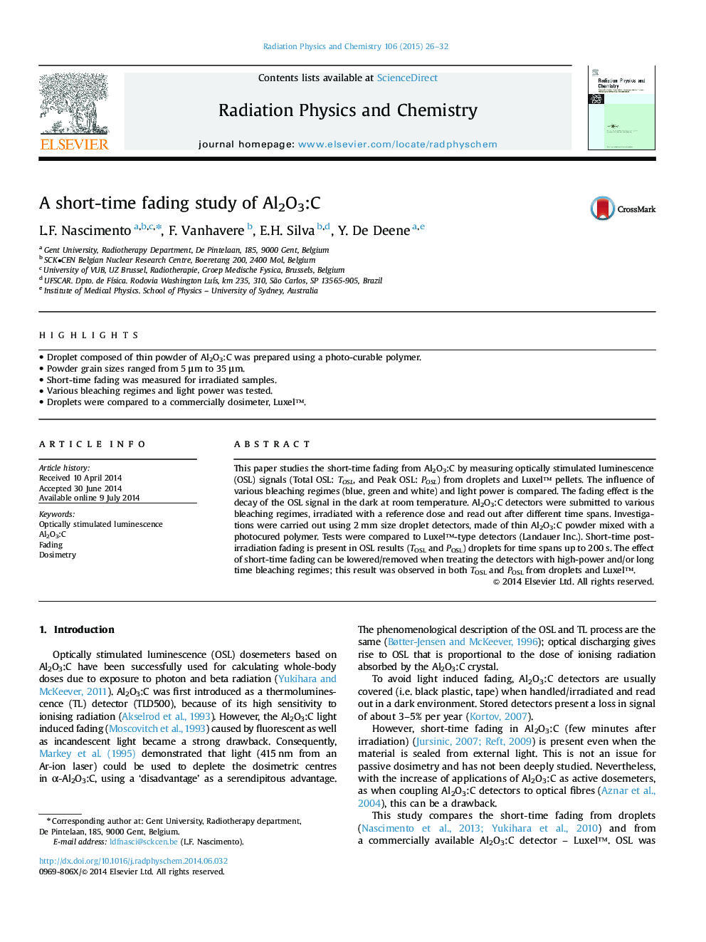 A short-time fading study of Al2O3:C