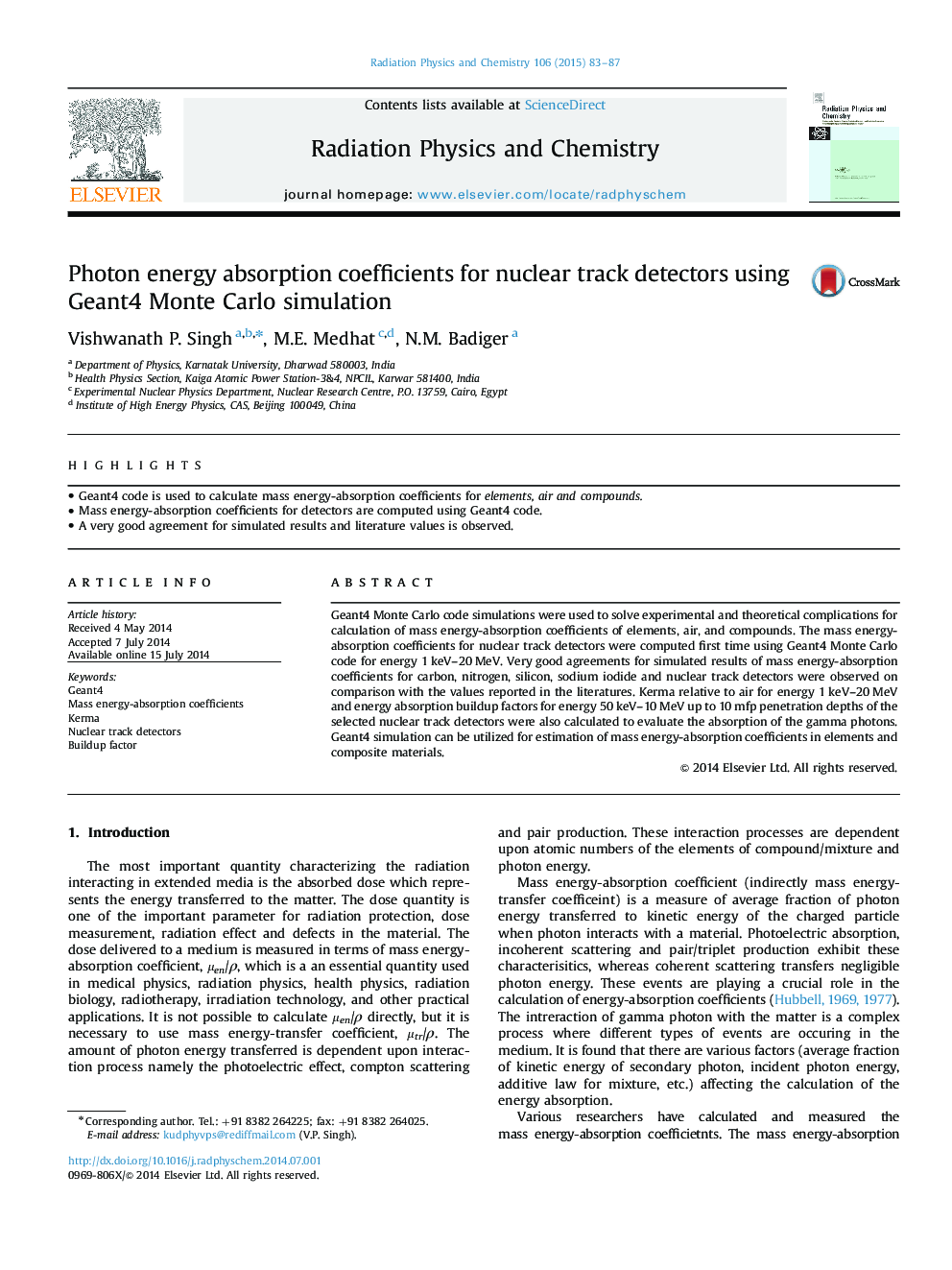 Photon energy absorption coefficients for nuclear track detectors using Geant4 Monte Carlo simulation