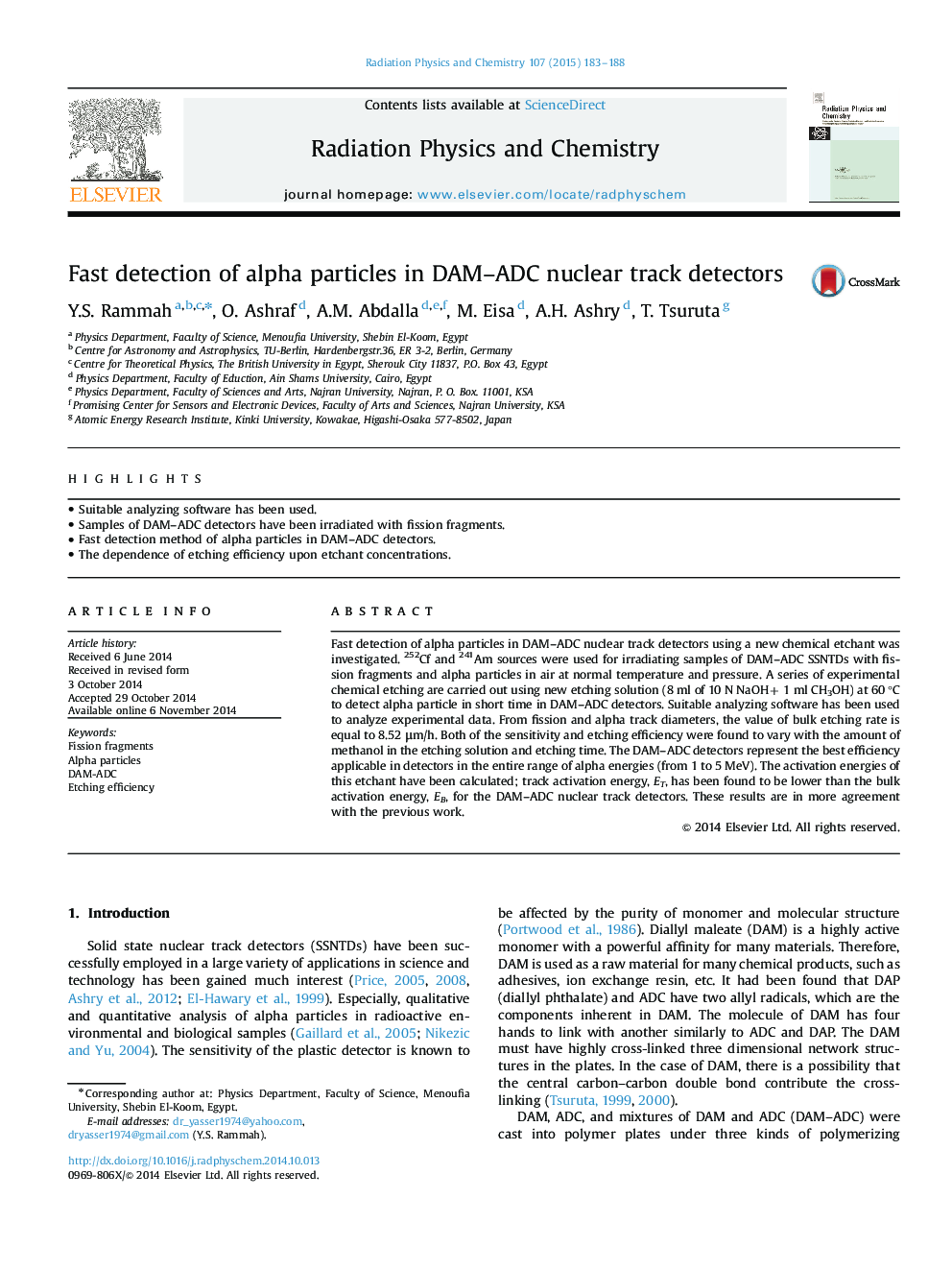 Fast detection of alpha particles in DAM–ADC nuclear track detectors