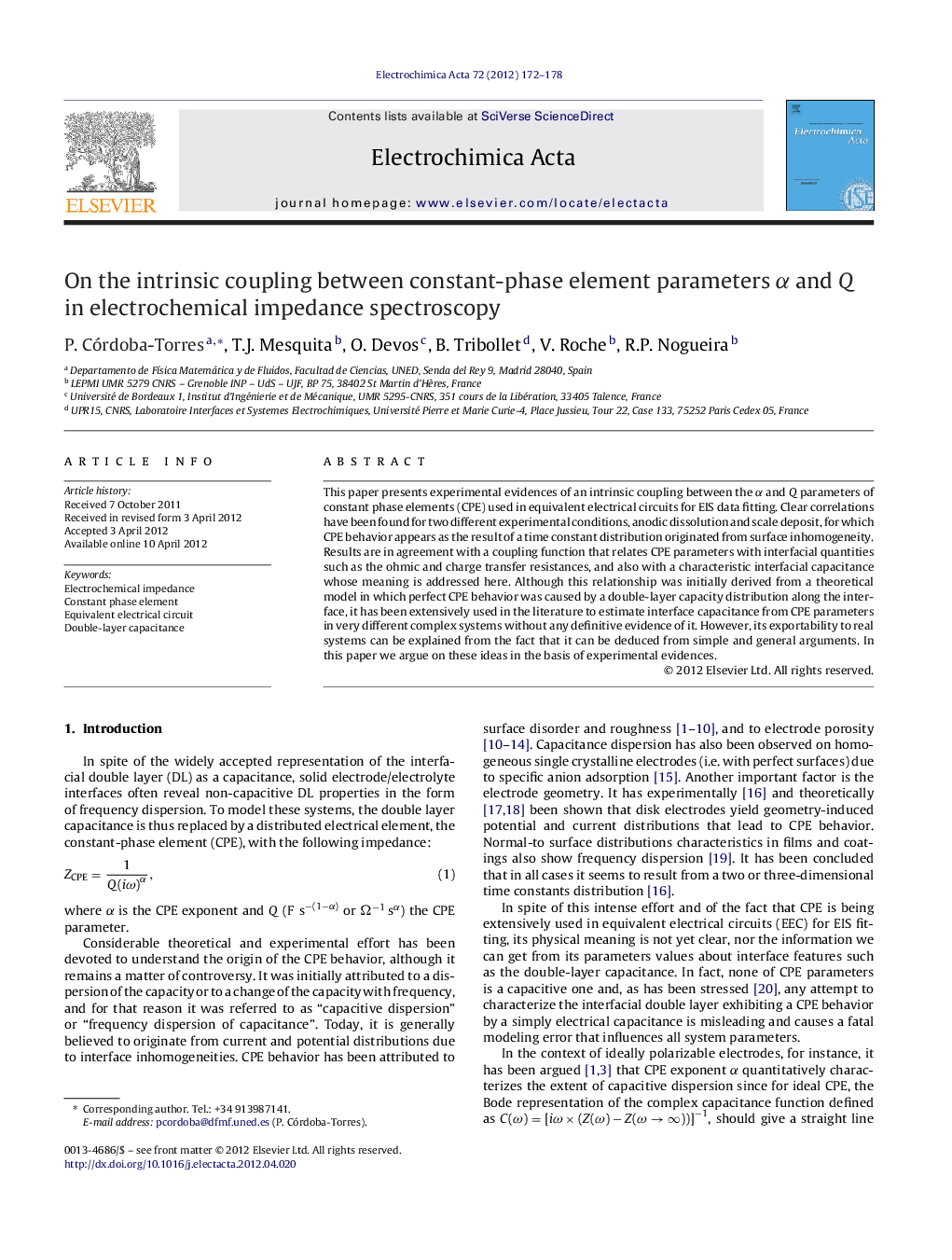 On the intrinsic coupling between constant-phase element parameters α and Q in electrochemical impedance spectroscopy