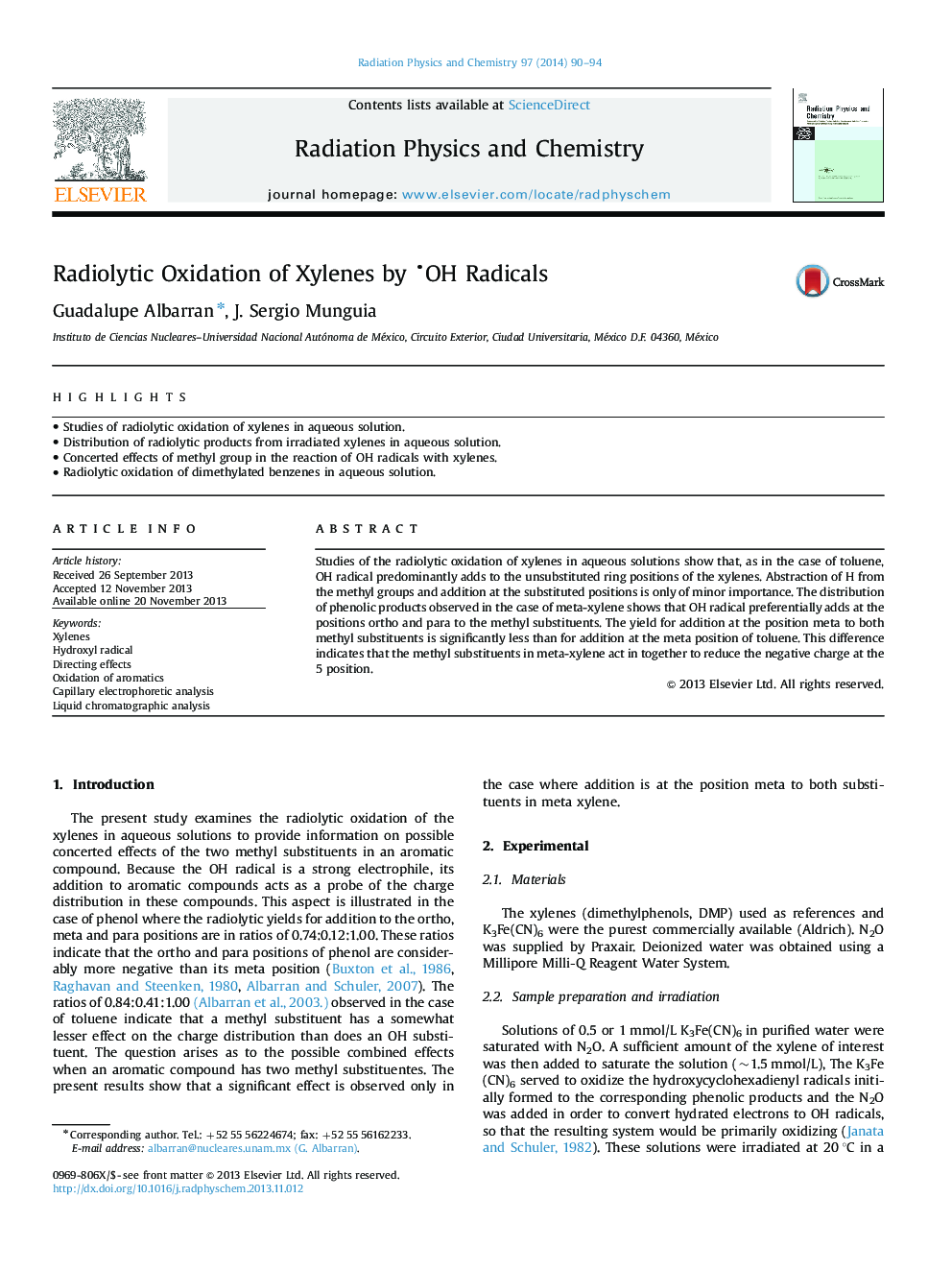 Radiolytic Oxidation of Xylenes by OH Radicals