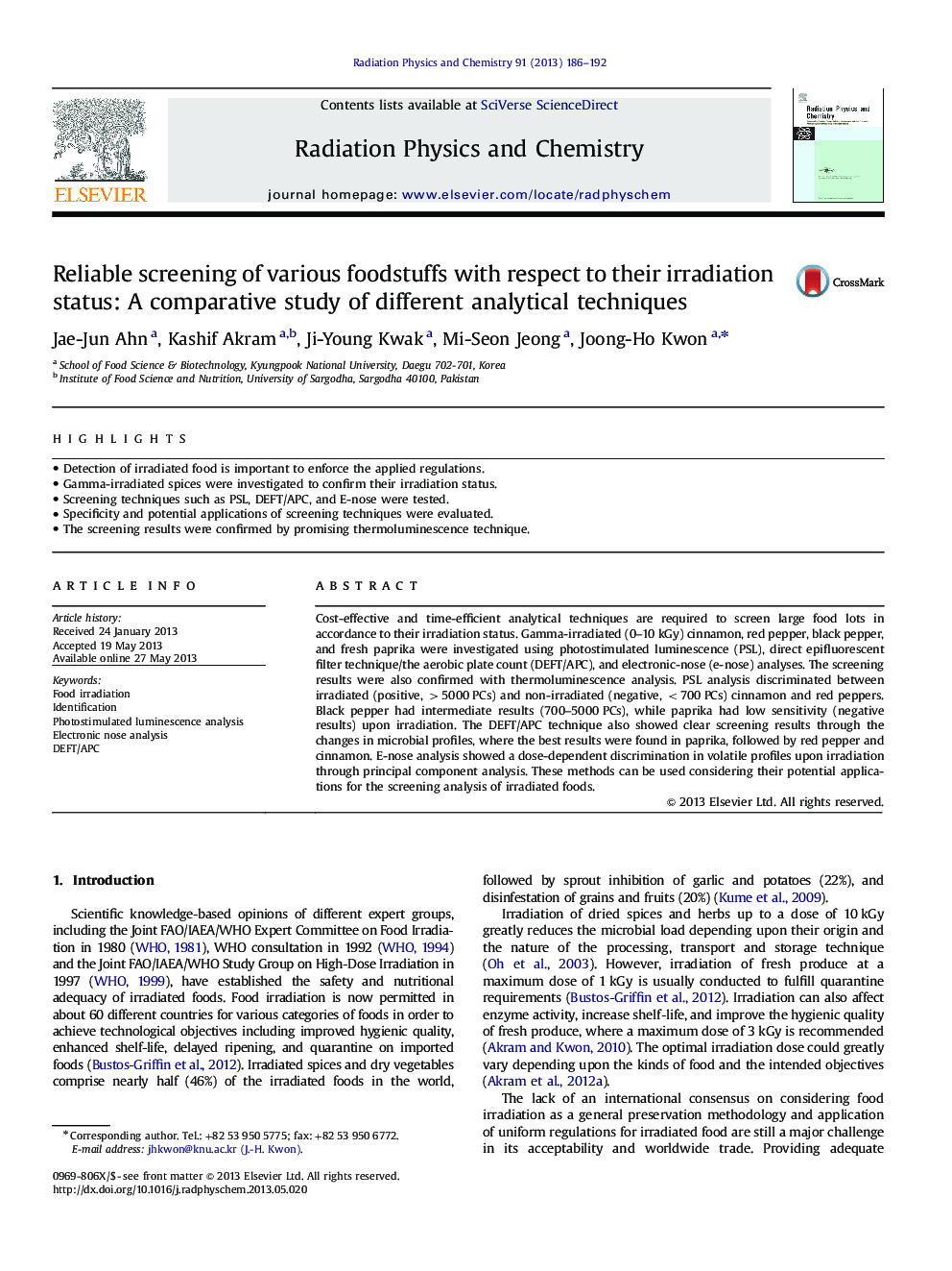 Reliable screening of various foodstuffs with respect to their irradiation status: A comparative study of different analytical techniques