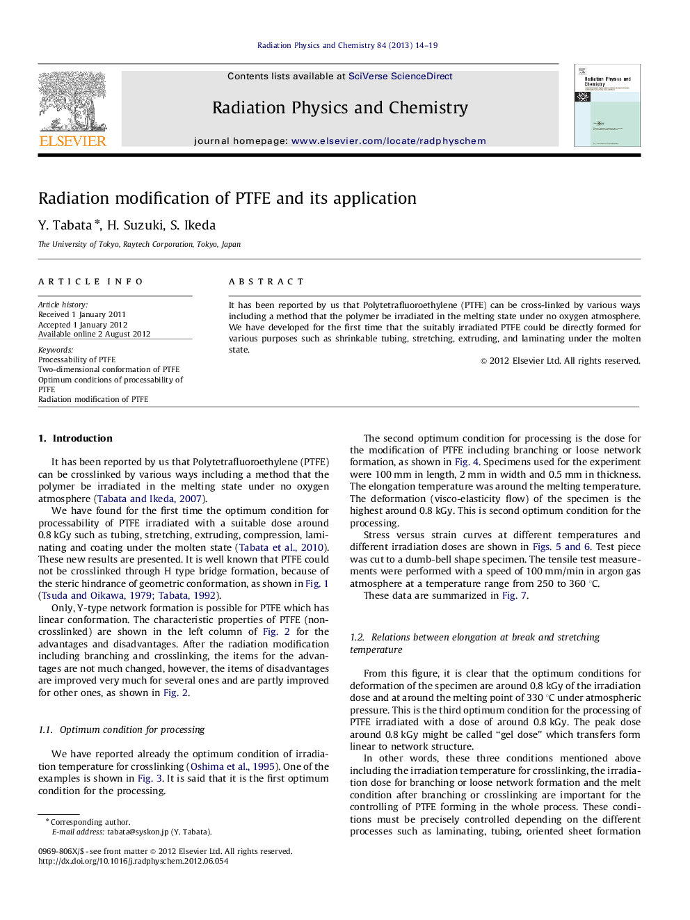 Radiation modification of PTFE and its application