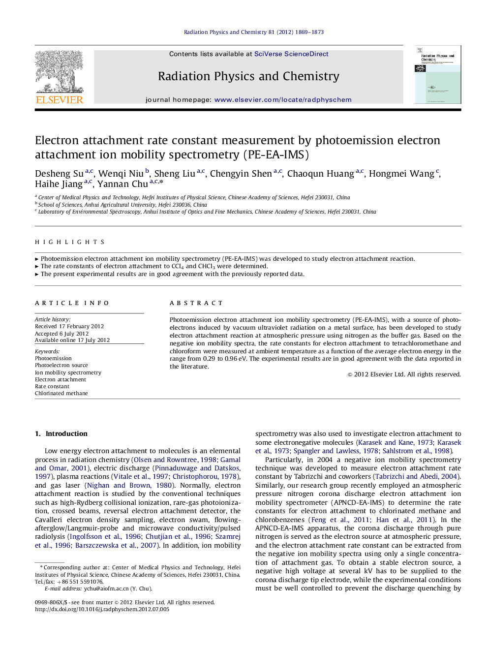 Electron attachment rate constant measurement by photoemission electron attachment ion mobility spectrometry (PE-EA-IMS)