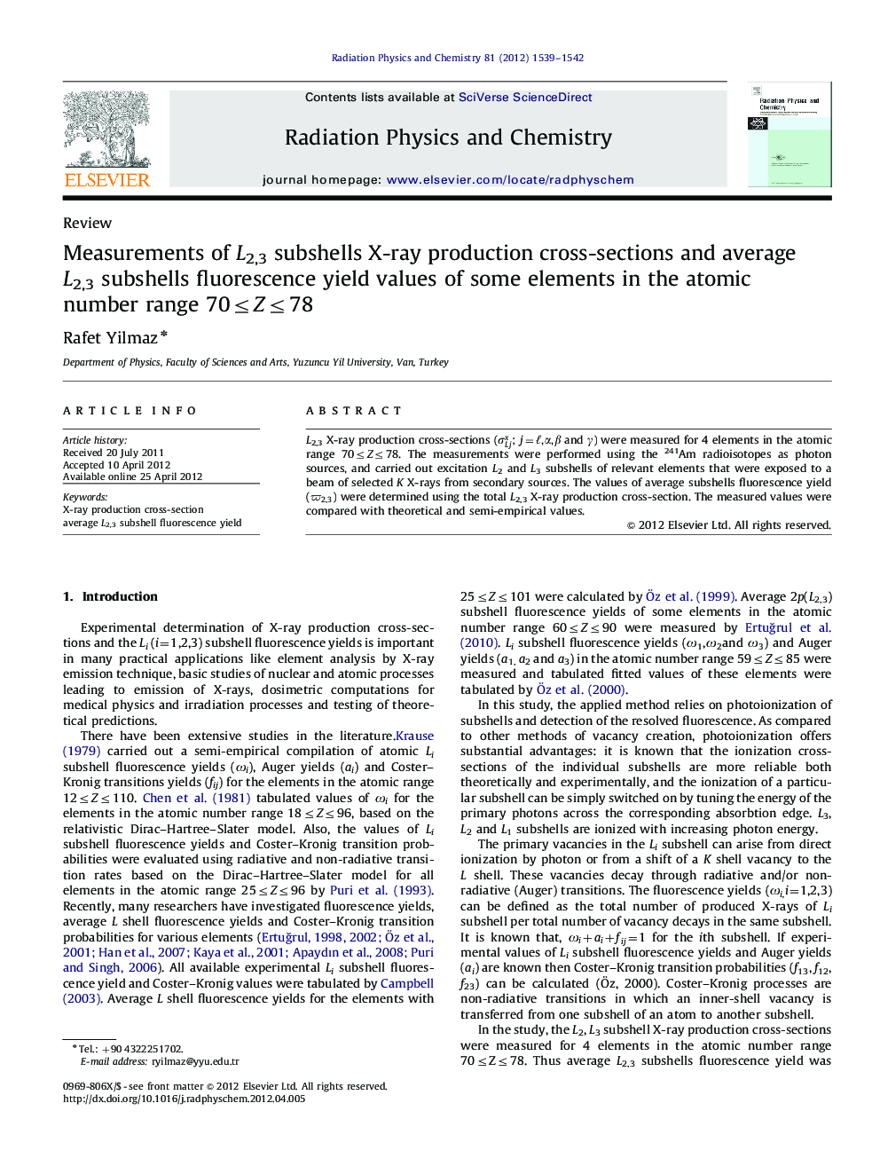 Measurements of L2,3 subshells X-ray production cross-sections and average L2,3 subshells fluorescence yield values of some elements in the atomic number range 70≤Z≤78