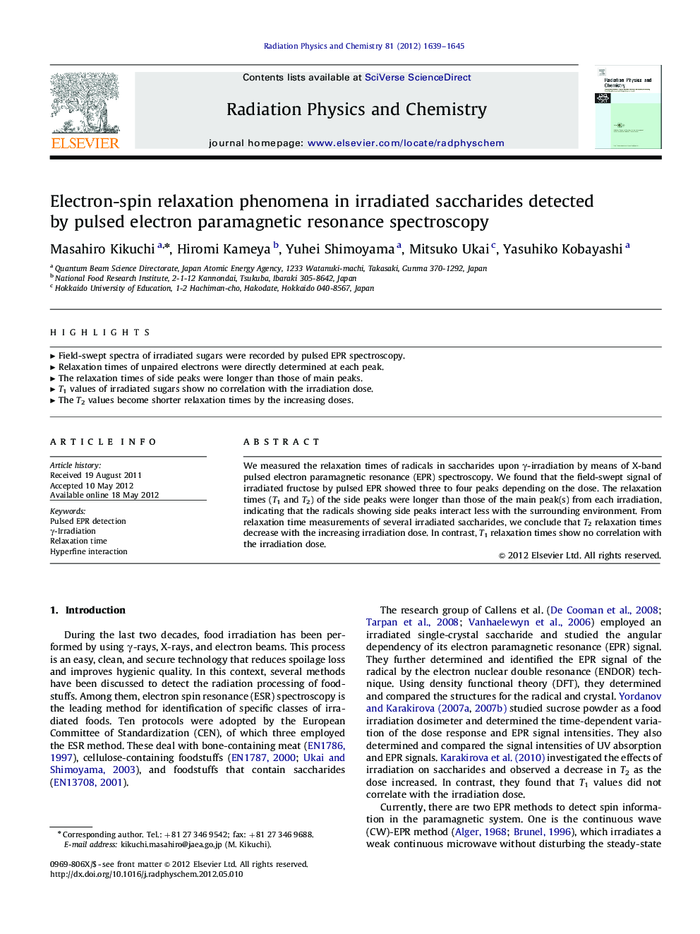 Electron-spin relaxation phenomena in irradiated saccharides detected by pulsed electron paramagnetic resonance spectroscopy