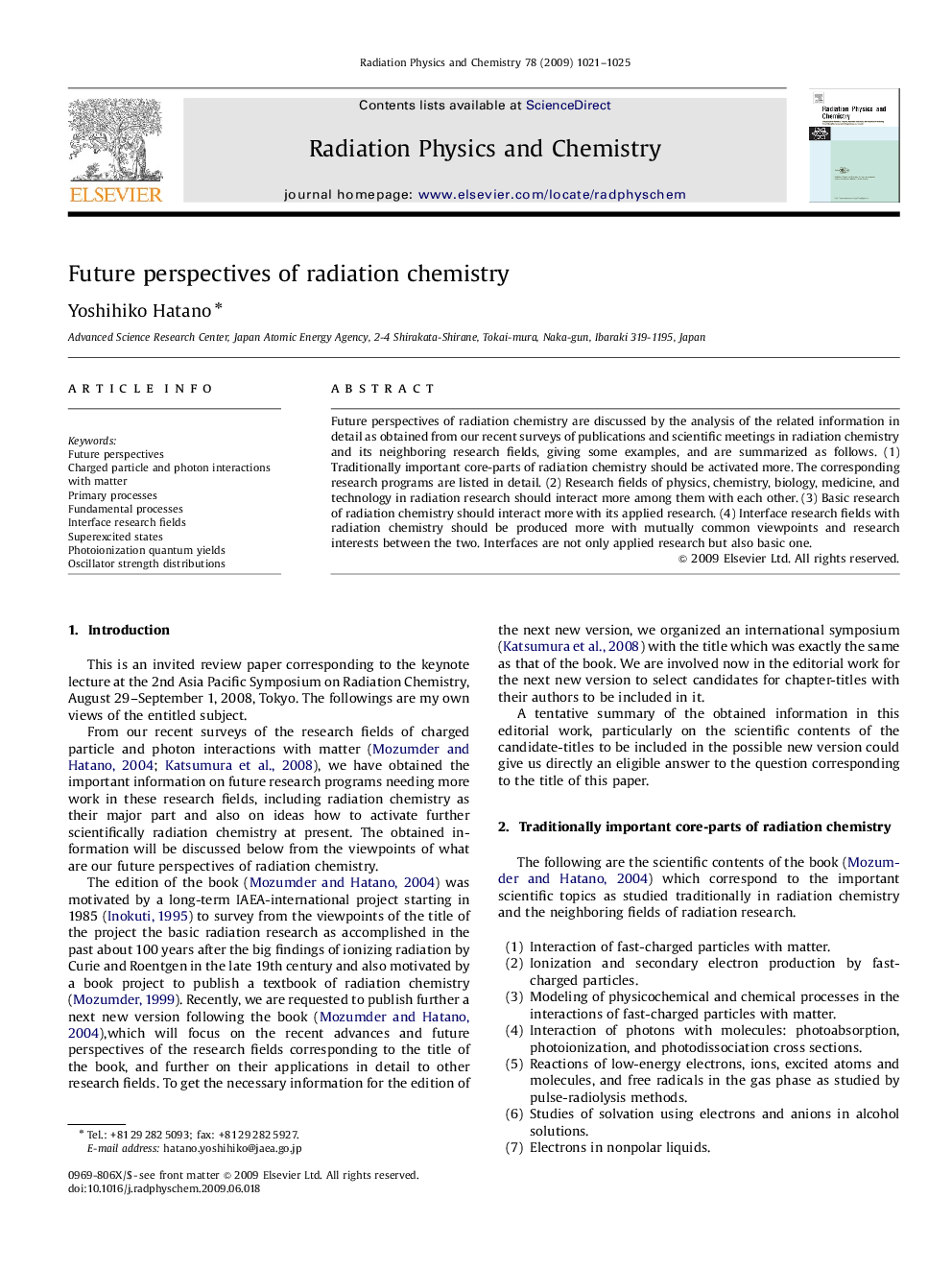 Future perspectives of radiation chemistry