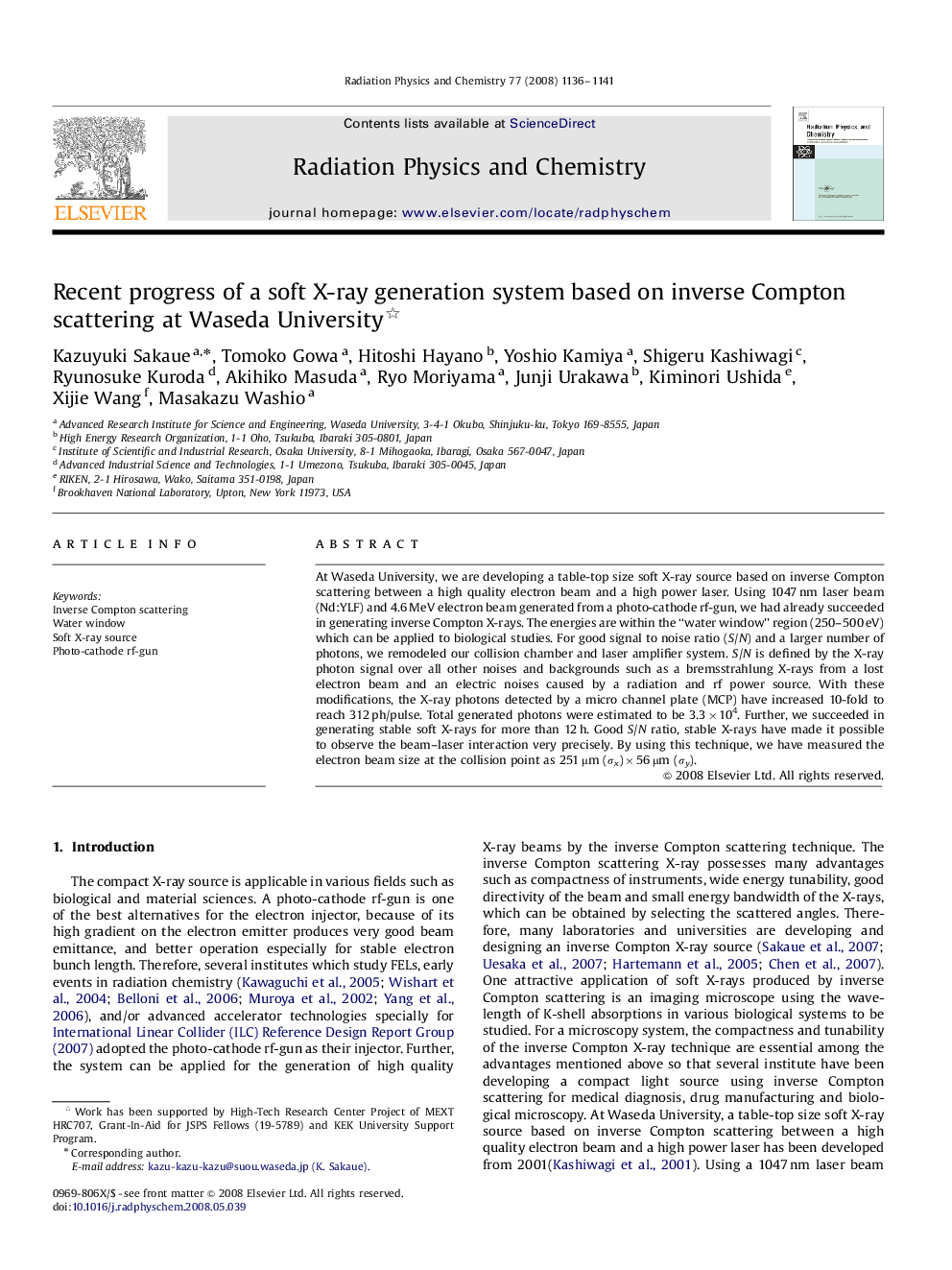 Recent progress of a soft X-ray generation system based on inverse Compton scattering at Waseda University 