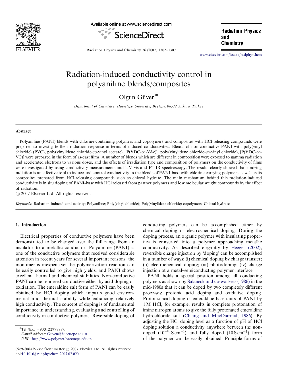 Radiation-induced conductivity control in polyaniline blends/composites