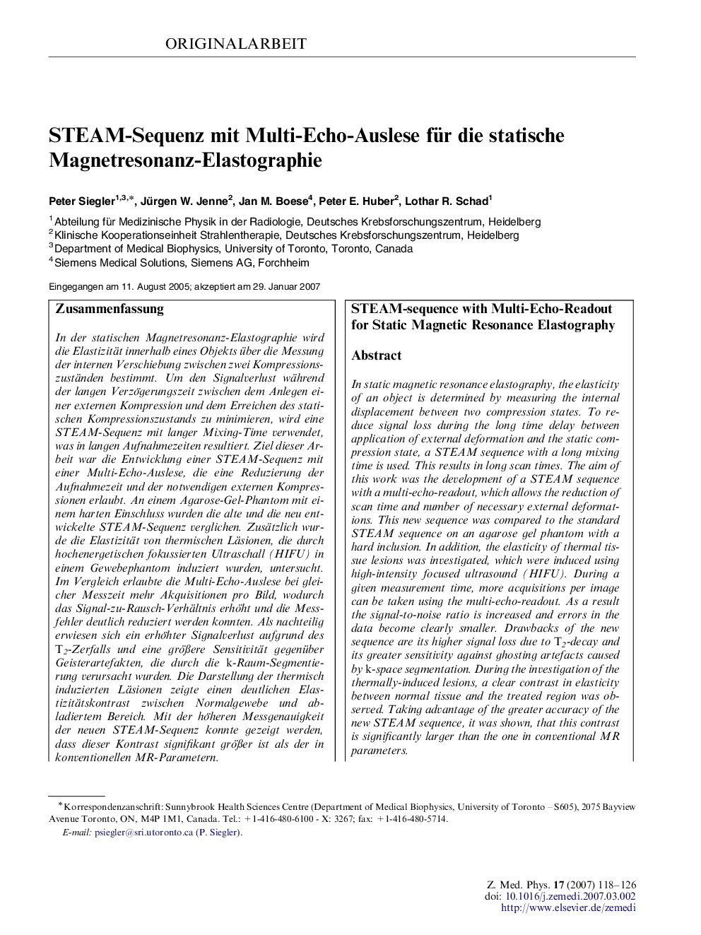 STEAM-Sequenz mit Multi-Echo-Auslese für die statische Magnetresonanz-Elastographie