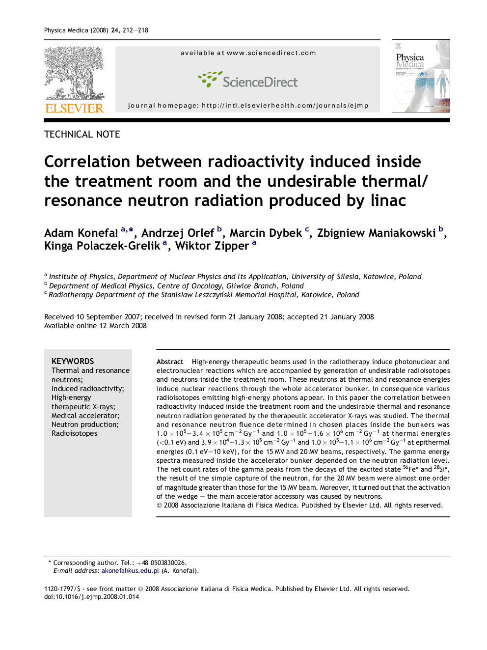 Correlation between radioactivity induced inside the treatment room and the undesirable thermal/resonance neutron radiation produced by linac