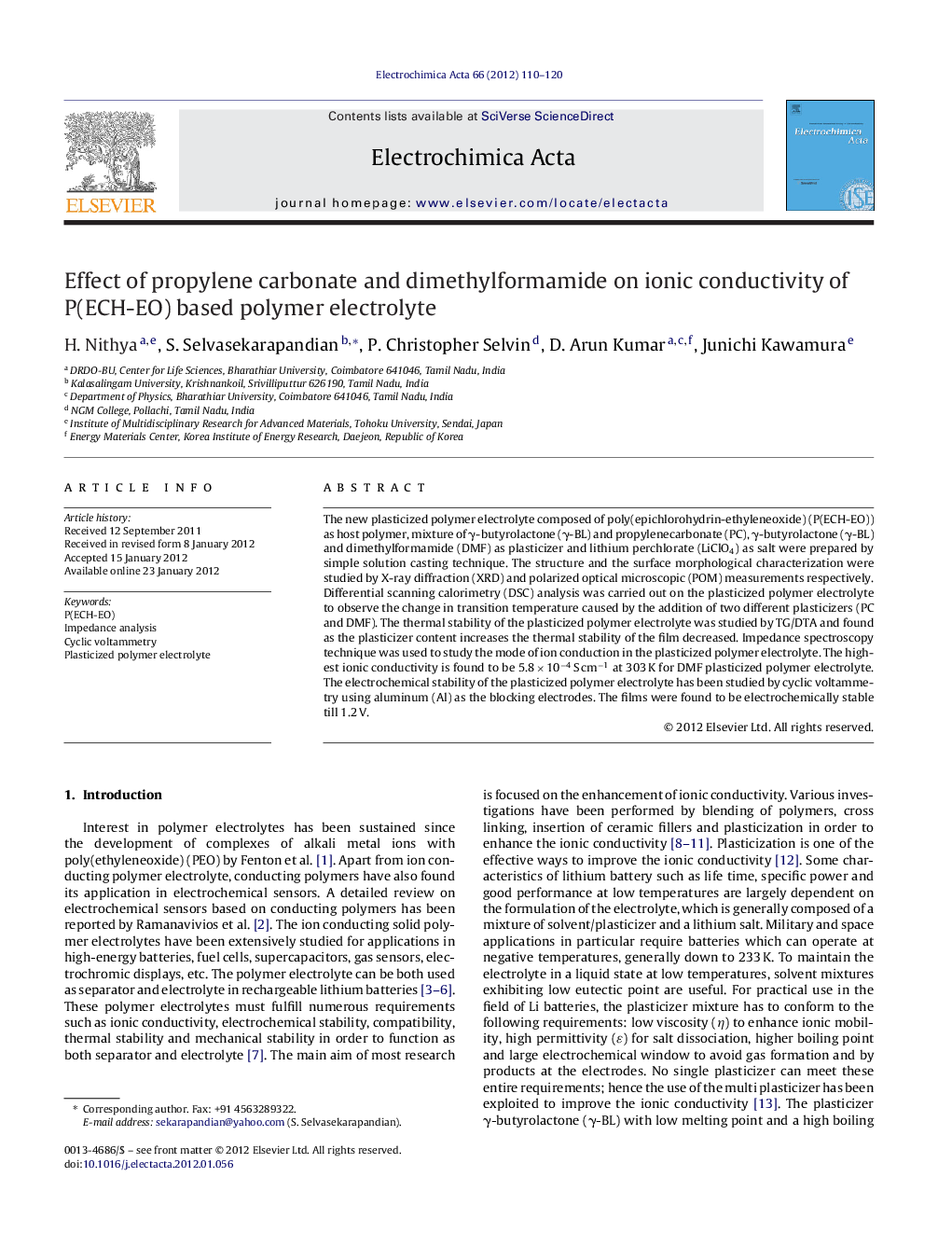 Effect of propylene carbonate and dimethylformamide on ionic conductivity of P(ECH-EO) based polymer electrolyte