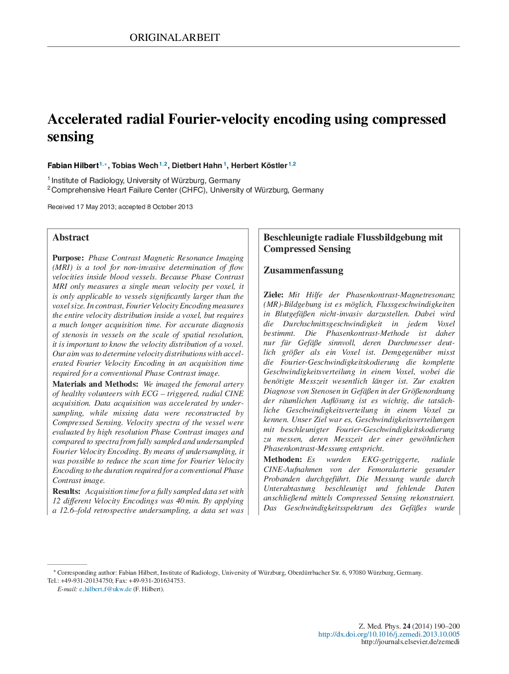 Accelerated radial Fourier-velocity encoding using compressed sensing