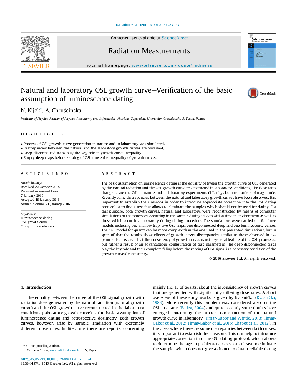 Natural and laboratory OSL growth curve–Verification of the basic assumption of luminescence dating