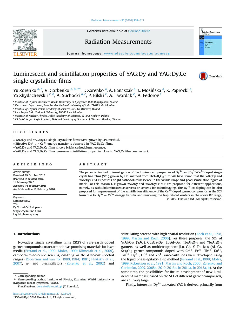 Luminescent and scintillation properties of YAG:Dy and YAG:Dy,Ce single crystalline films