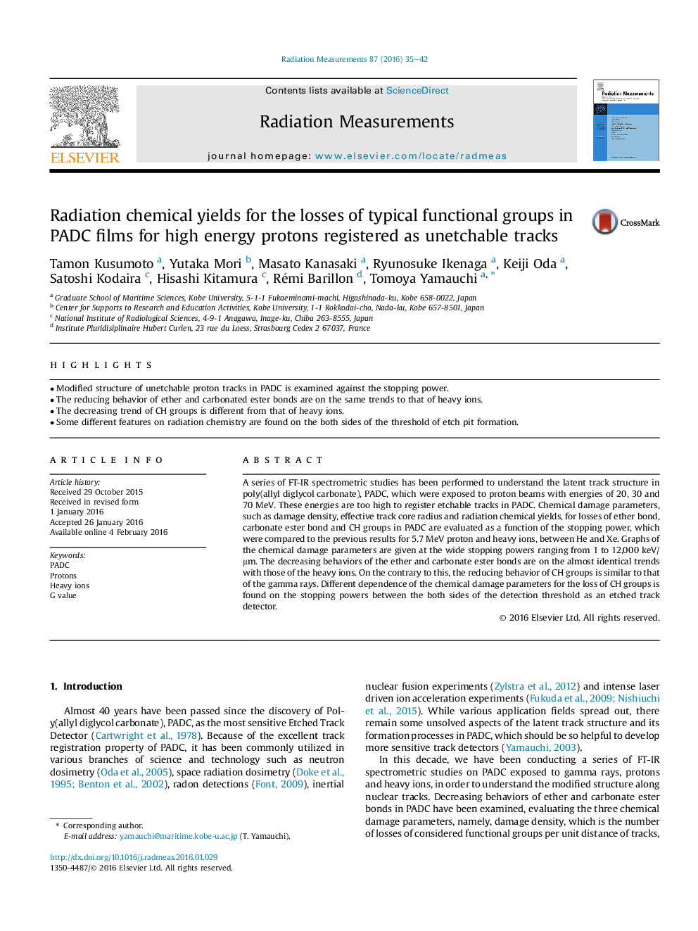 Radiation chemical yields for the losses of typical functional groups in PADC films for high energy protons registered as unetchable tracks