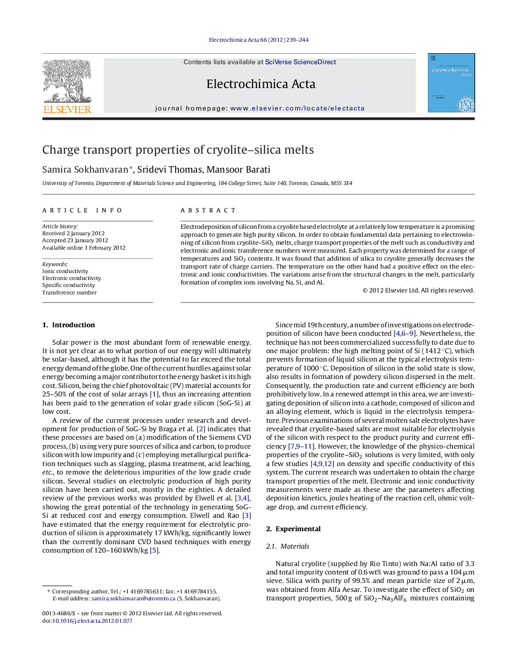 Charge transport properties of cryolite–silica melts