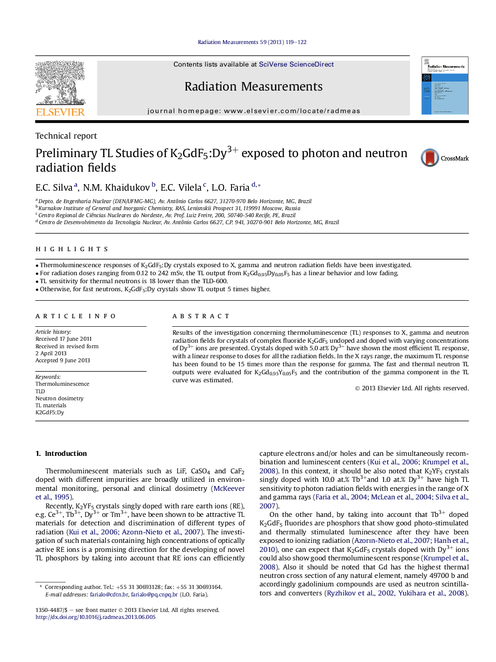 Preliminary TL Studies of K2GdF5:Dy3+ exposed to photon and neutron radiation fields