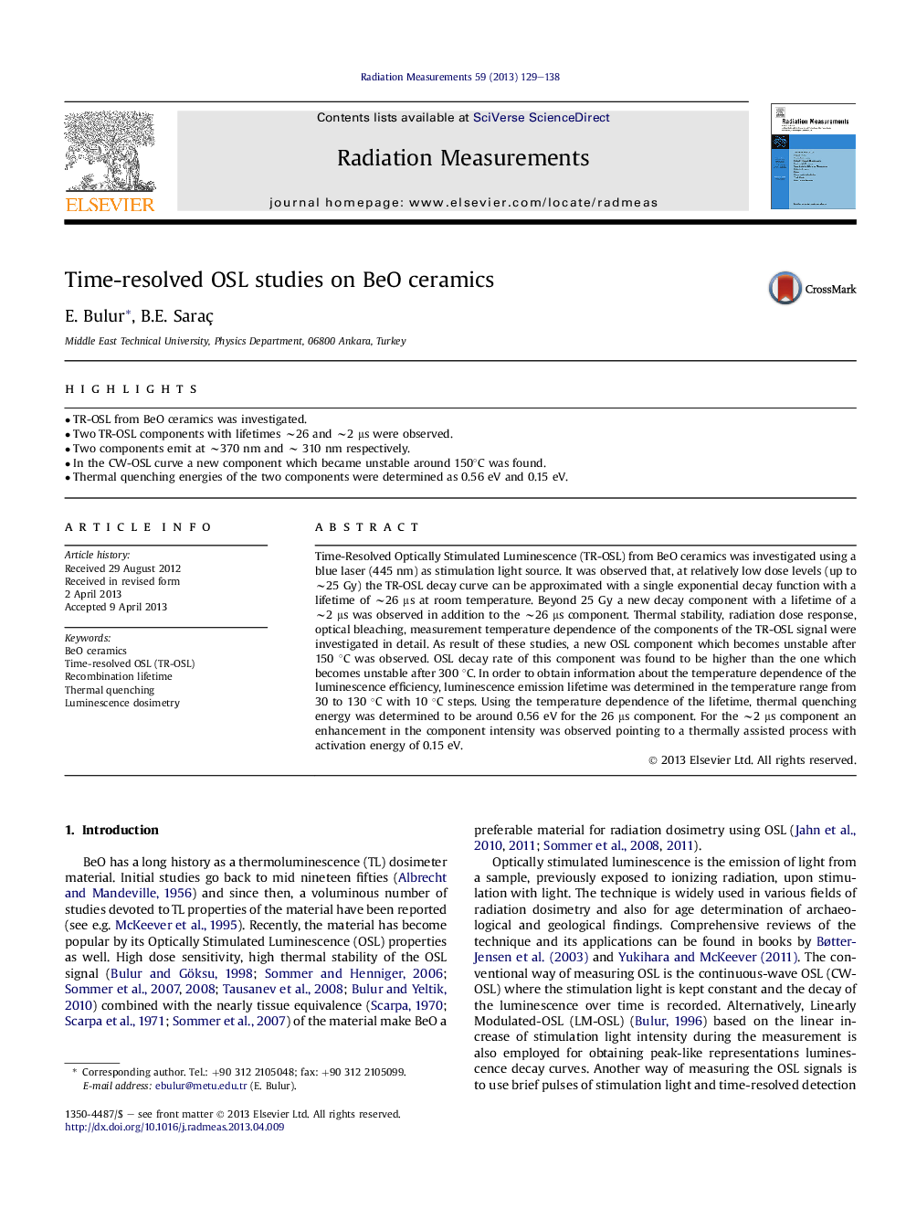 Time-resolved OSL studies on BeO ceramics