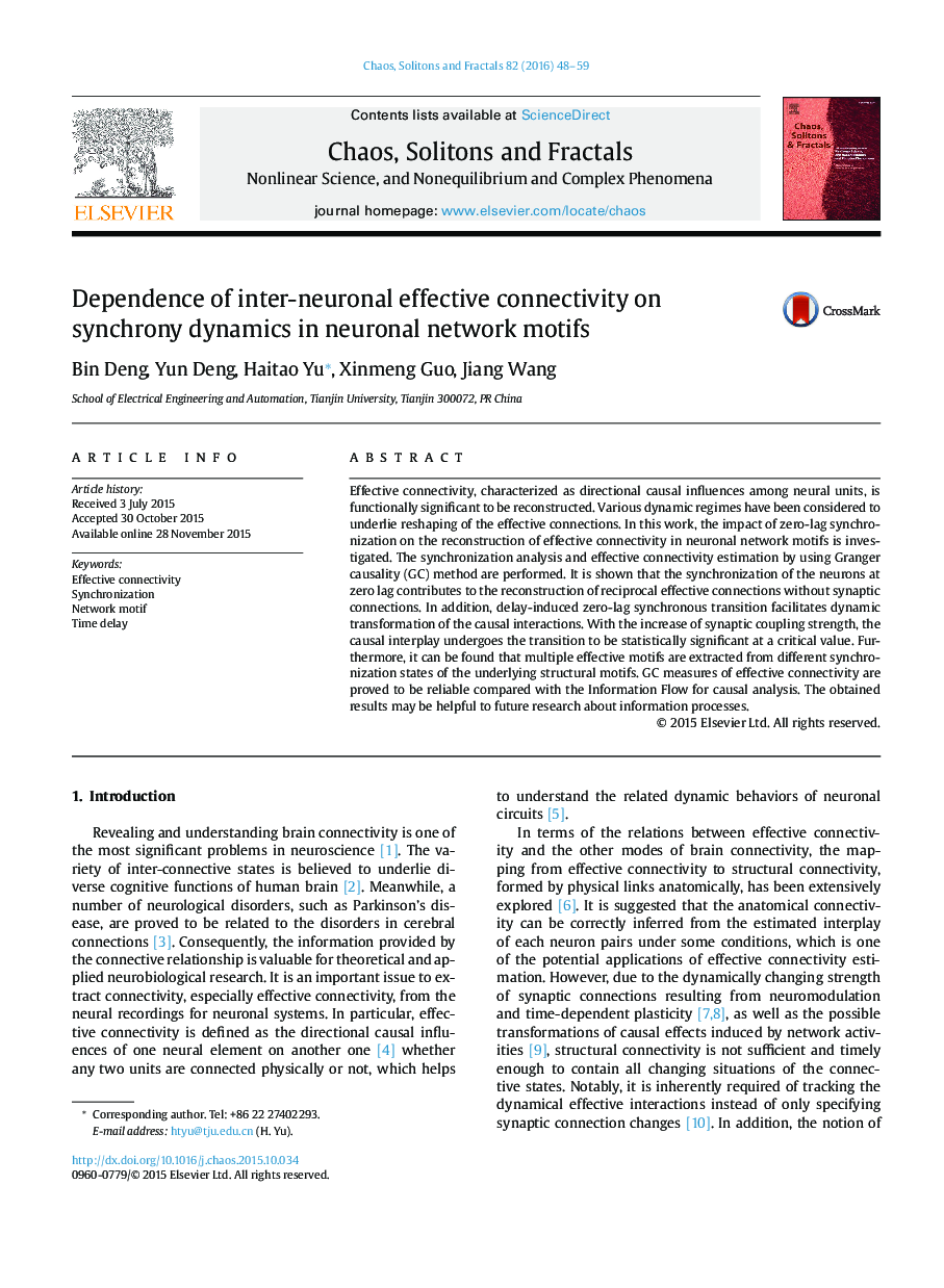 Dependence of inter-neuronal effective connectivity on synchrony dynamics in neuronal network motifs