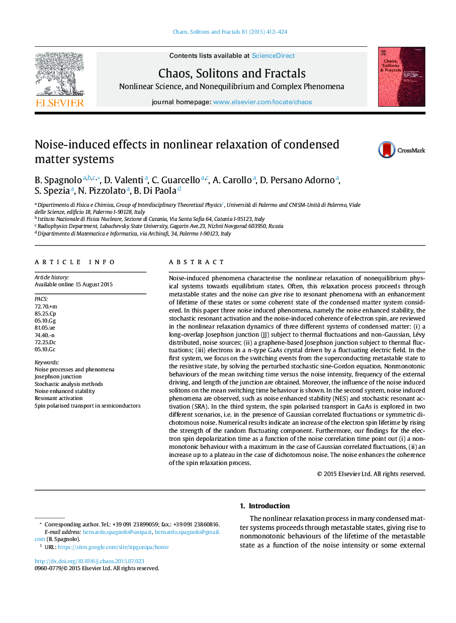 Noise-induced effects in nonlinear relaxation of condensed matter systems