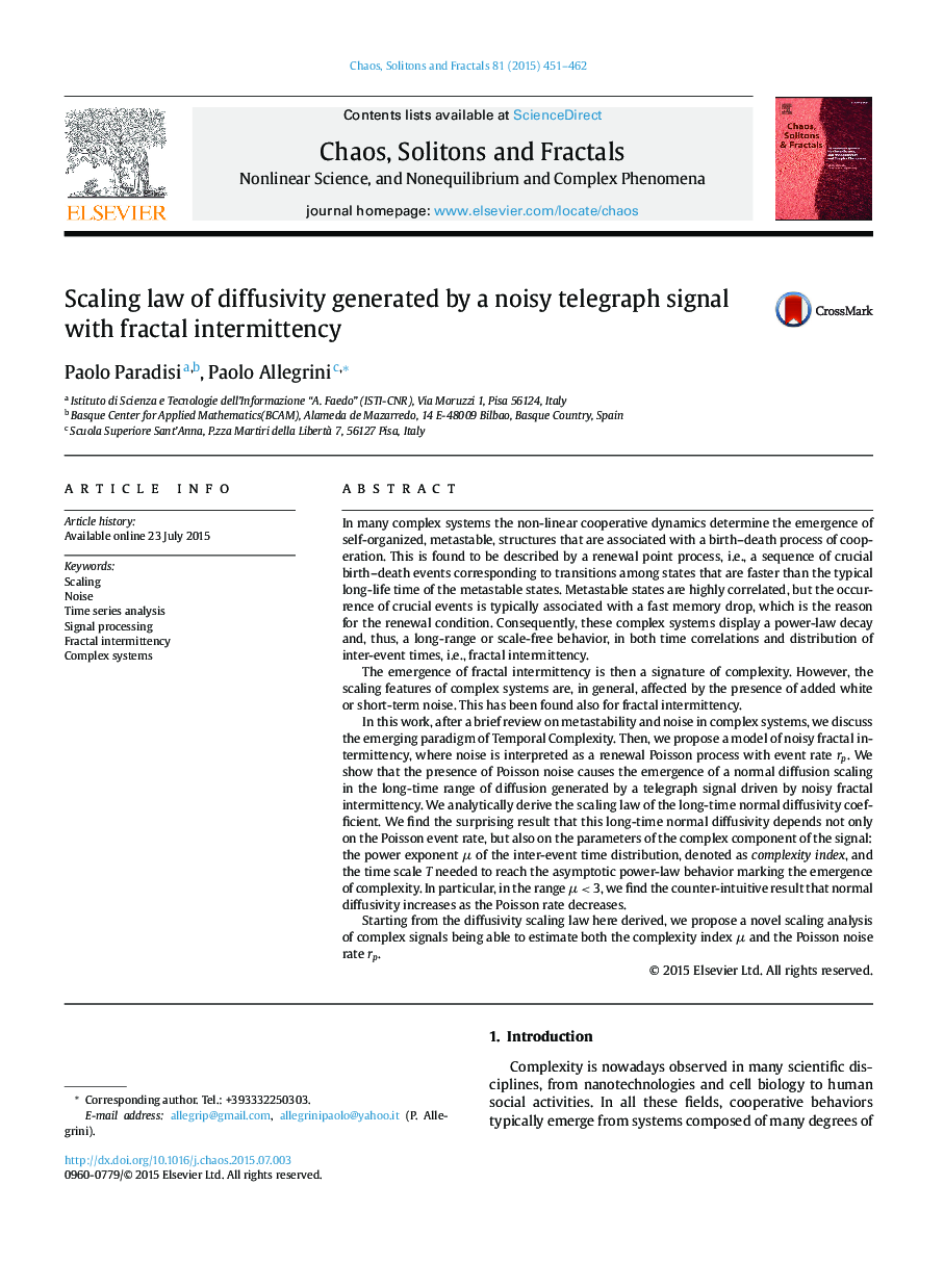 Scaling law of diffusivity generated by a noisy telegraph signal with fractal intermittency