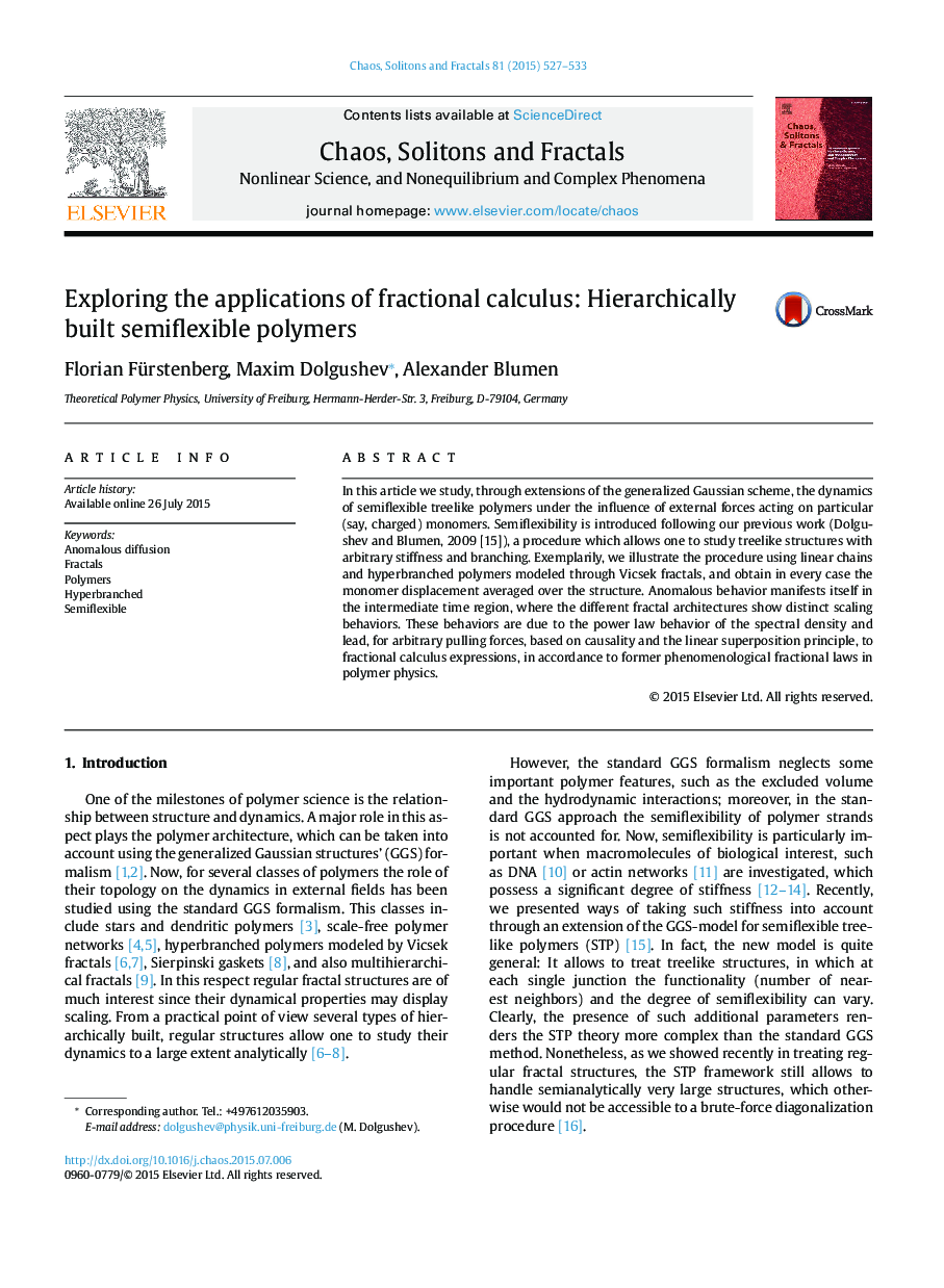 Exploring the applications of fractional calculus: Hierarchically built semiflexible polymers