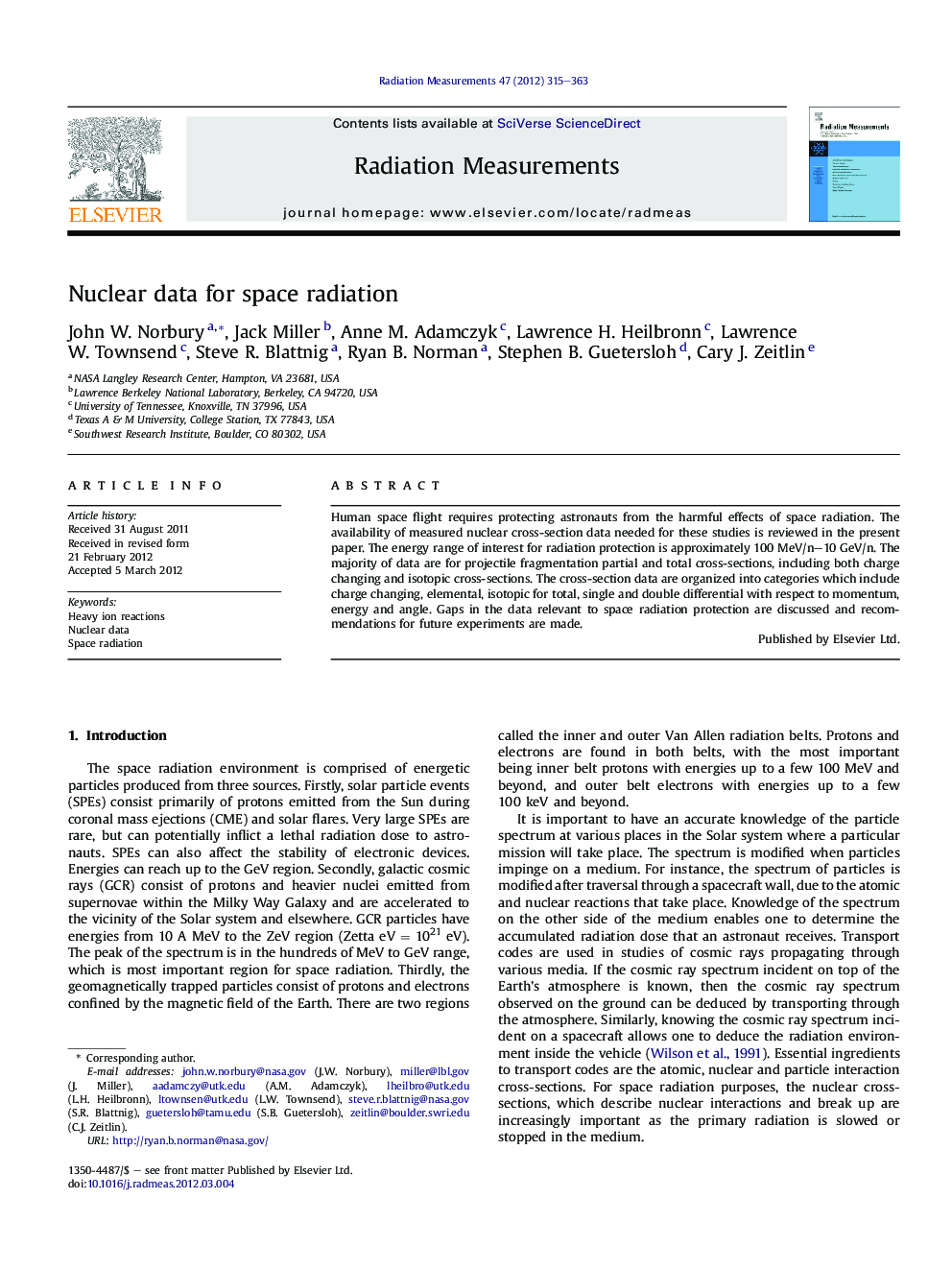 Nuclear data for space radiation