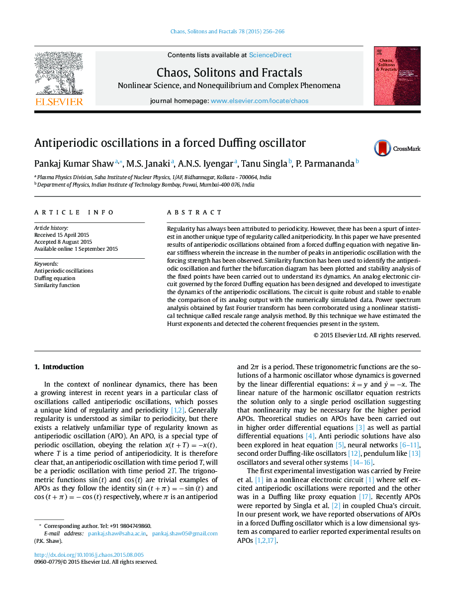 Antiperiodic oscillations in a forced Duffing oscillator