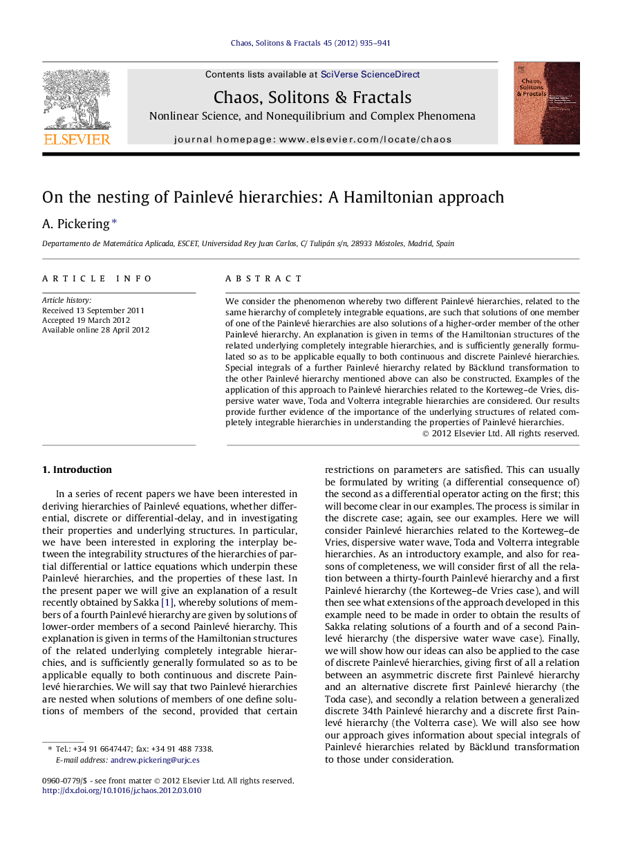 On the nesting of Painlevé hierarchies: A Hamiltonian approach