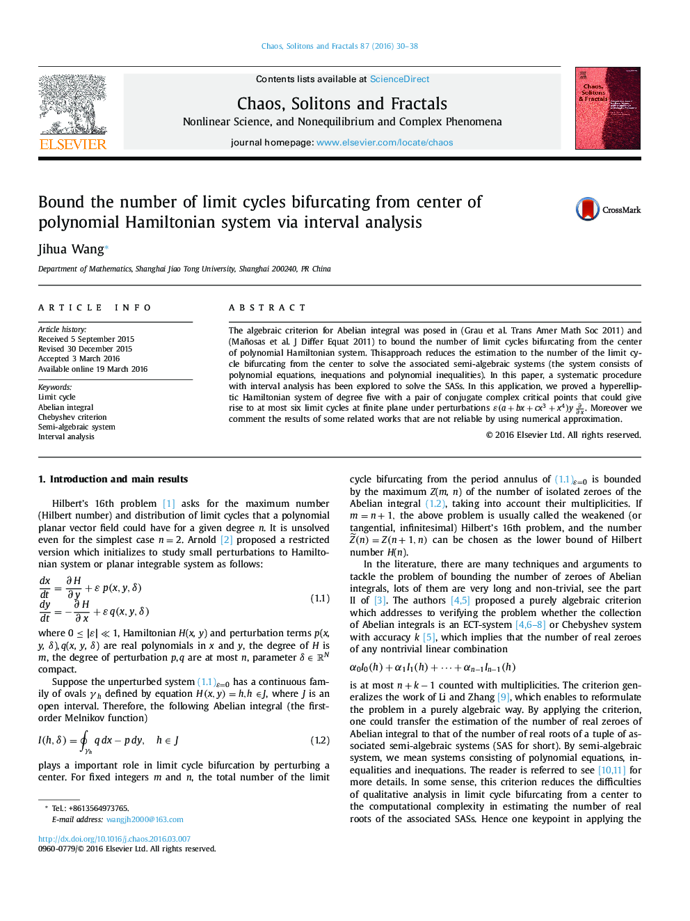 Bound the number of limit cycles bifurcating from center of polynomial Hamiltonian system via interval analysis