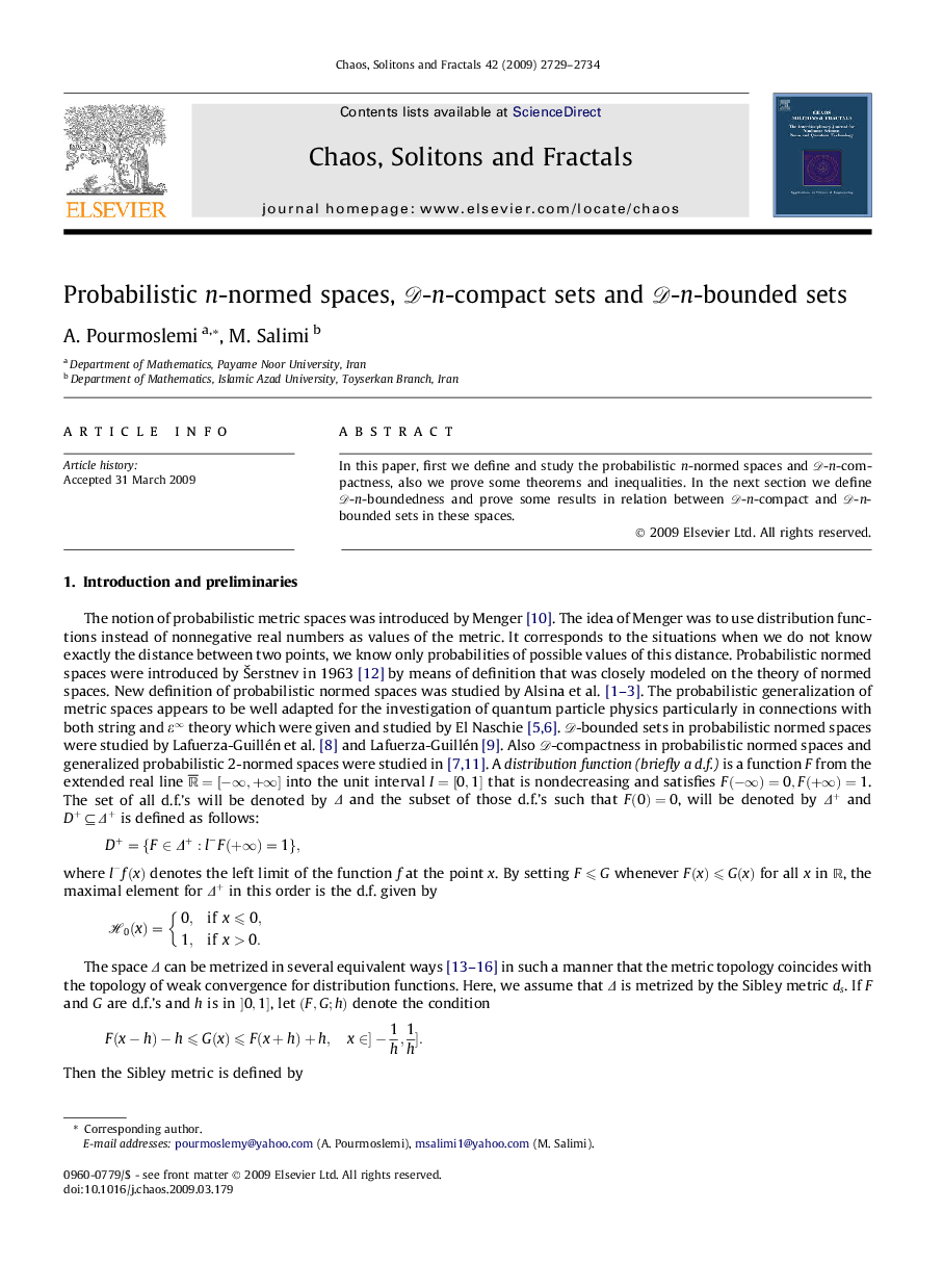 Probabilistic n  -normed spaces, DD-n  -compact sets and DD-n-bounded sets
