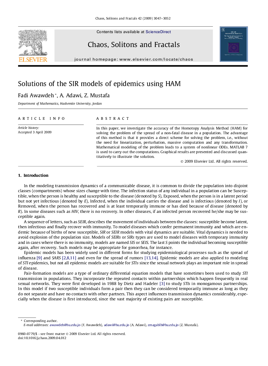 Solutions of the SIR models of epidemics using HAM