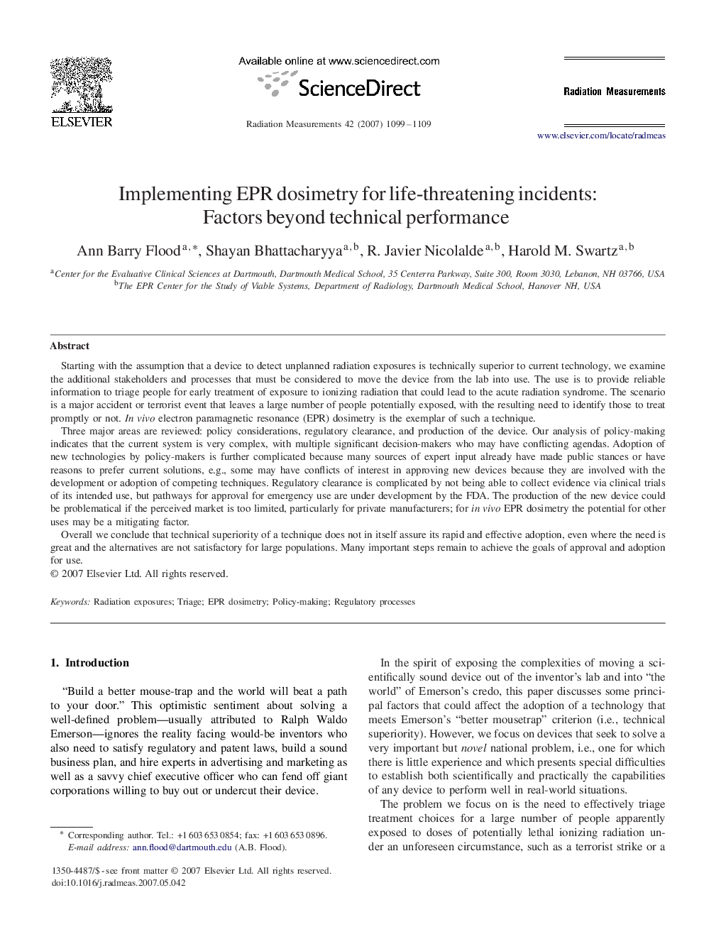 Implementing EPR dosimetry for life-threatening incidents: Factors beyond technical performance