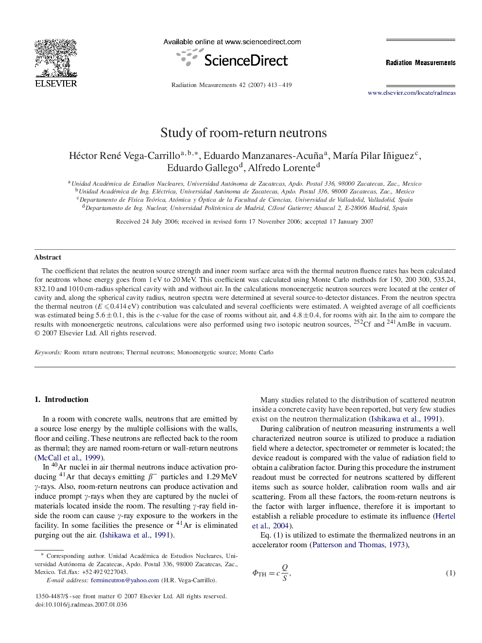 Study of room-return neutrons