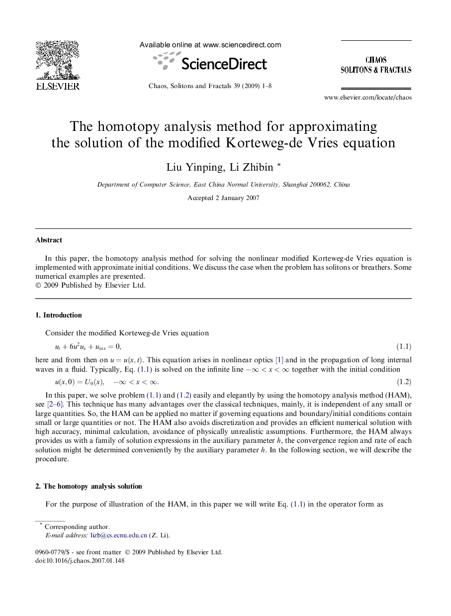 The homotopy analysis method for approximating the solution of the modified Korteweg-de Vries equation